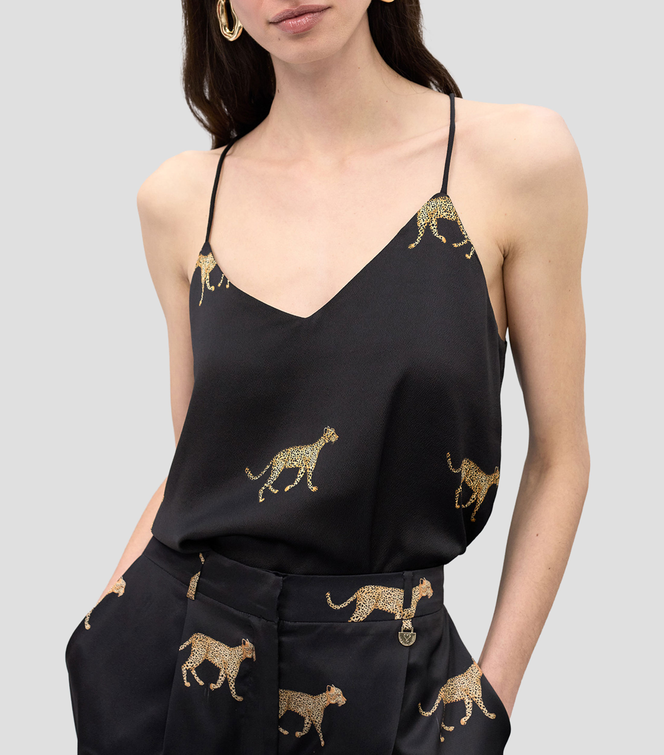Blusa con estampado sin mangas Mujer
