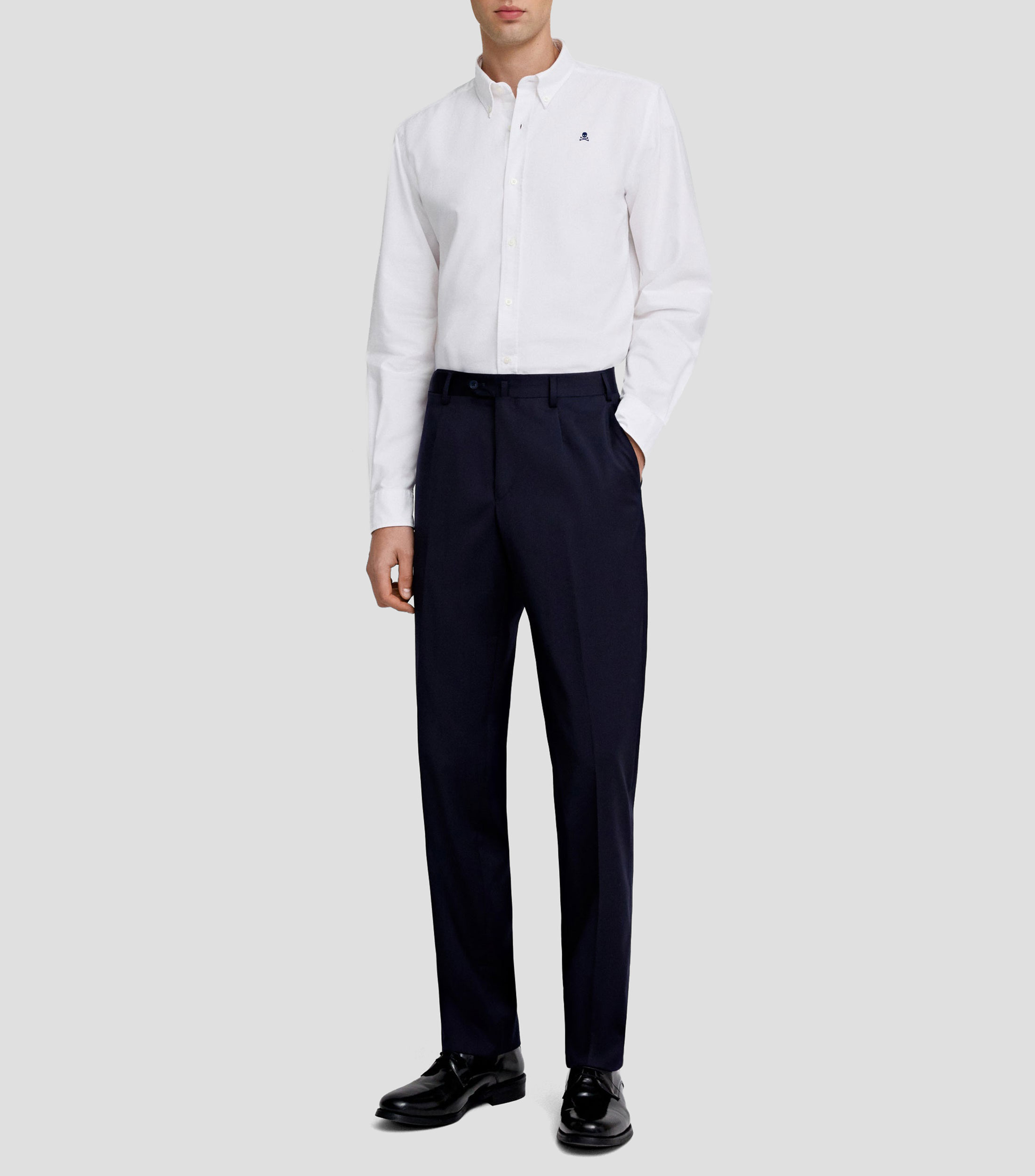 Camisa lisa manga larga Hombre