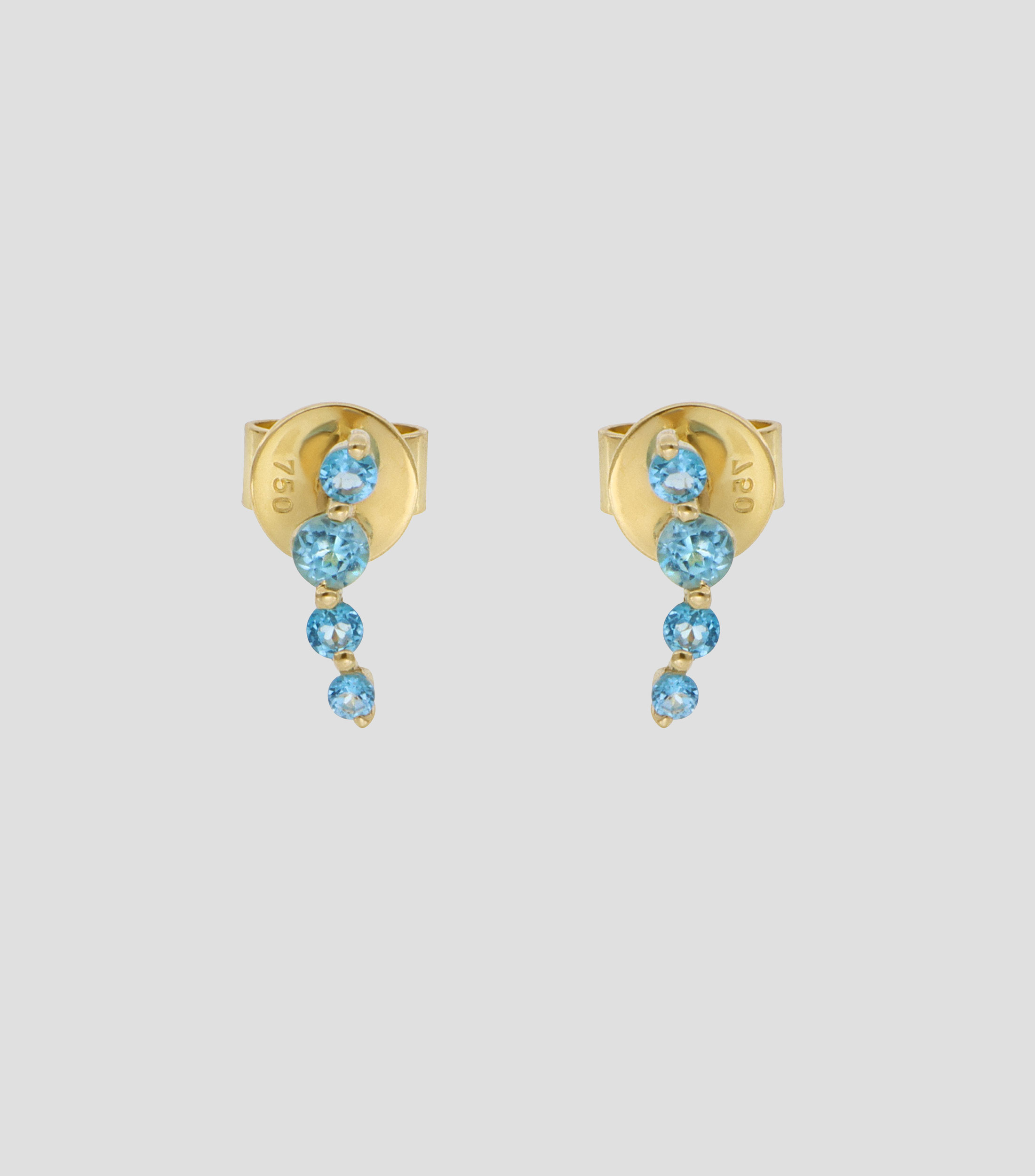 Broqueles en Oro amarillo de 18 Kilates con Topacio Azul Mujer