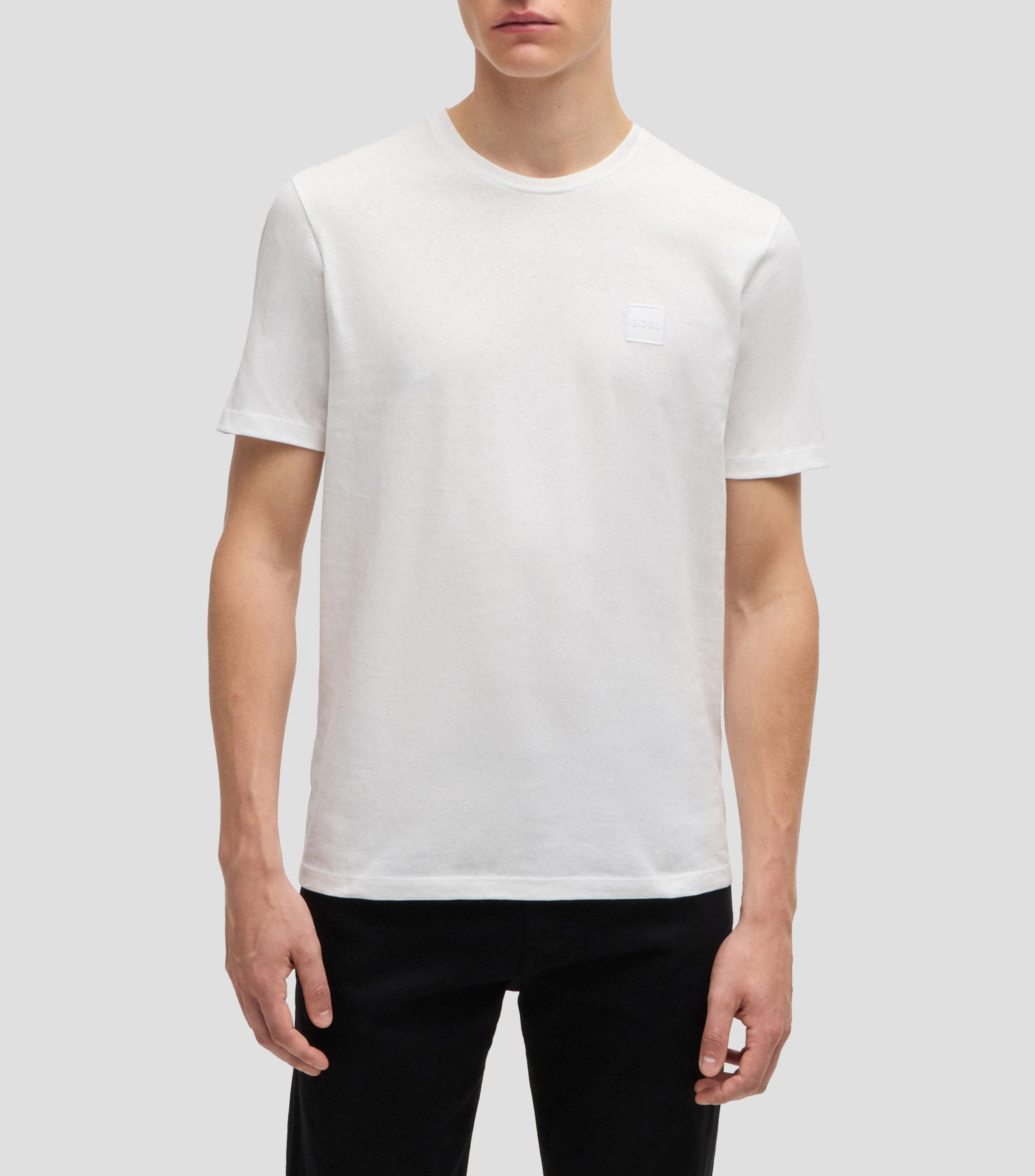 Playera de punto de algodón con parche de logo Hombre