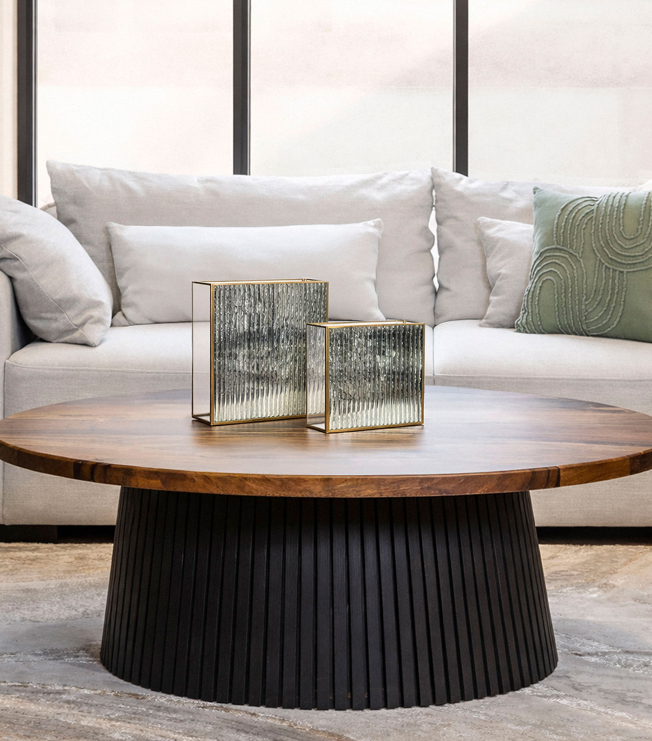 Portavelas Cube Brass Antik en Vidrio y Metal