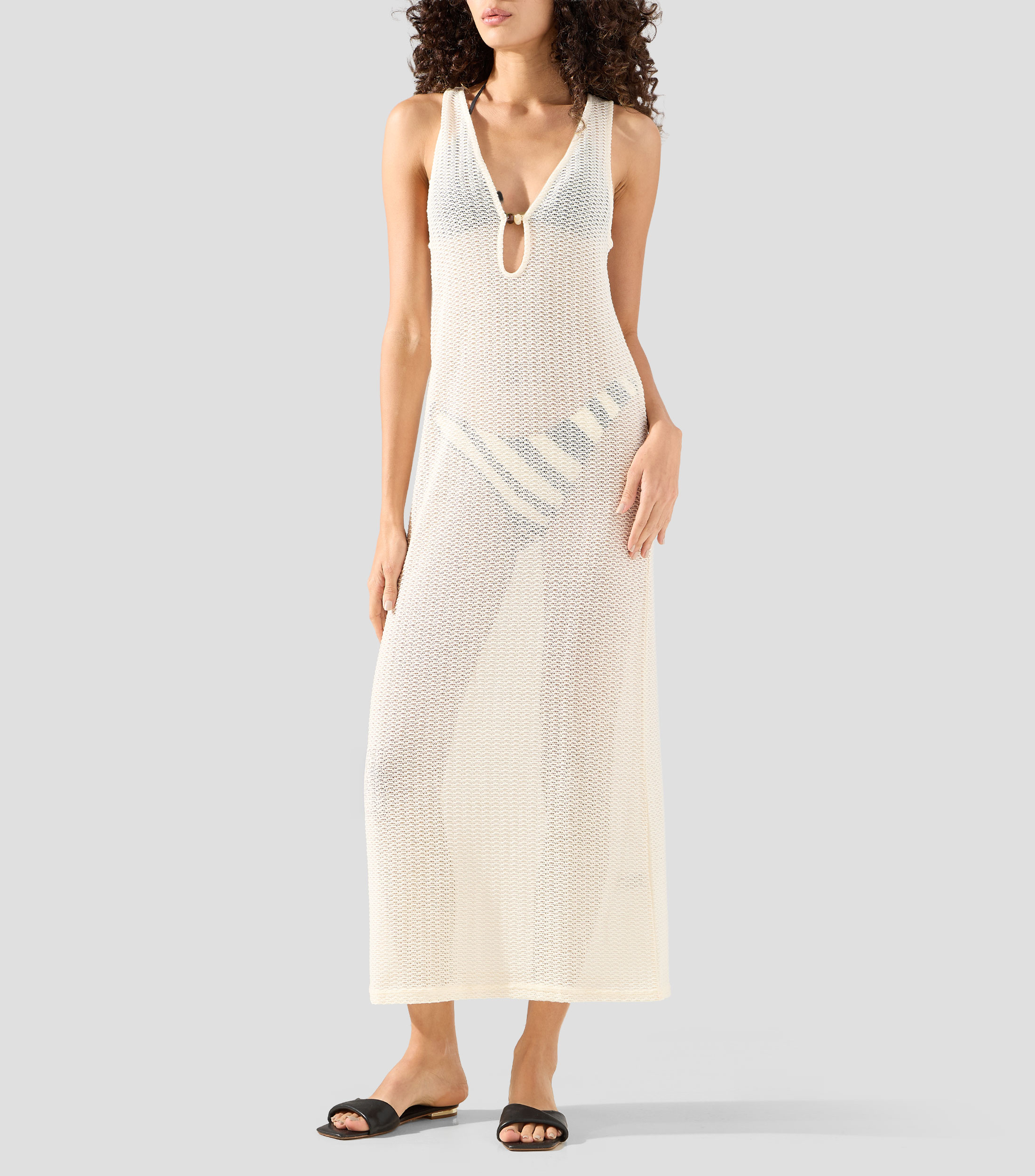 Vestido de playa largo liso Mujer