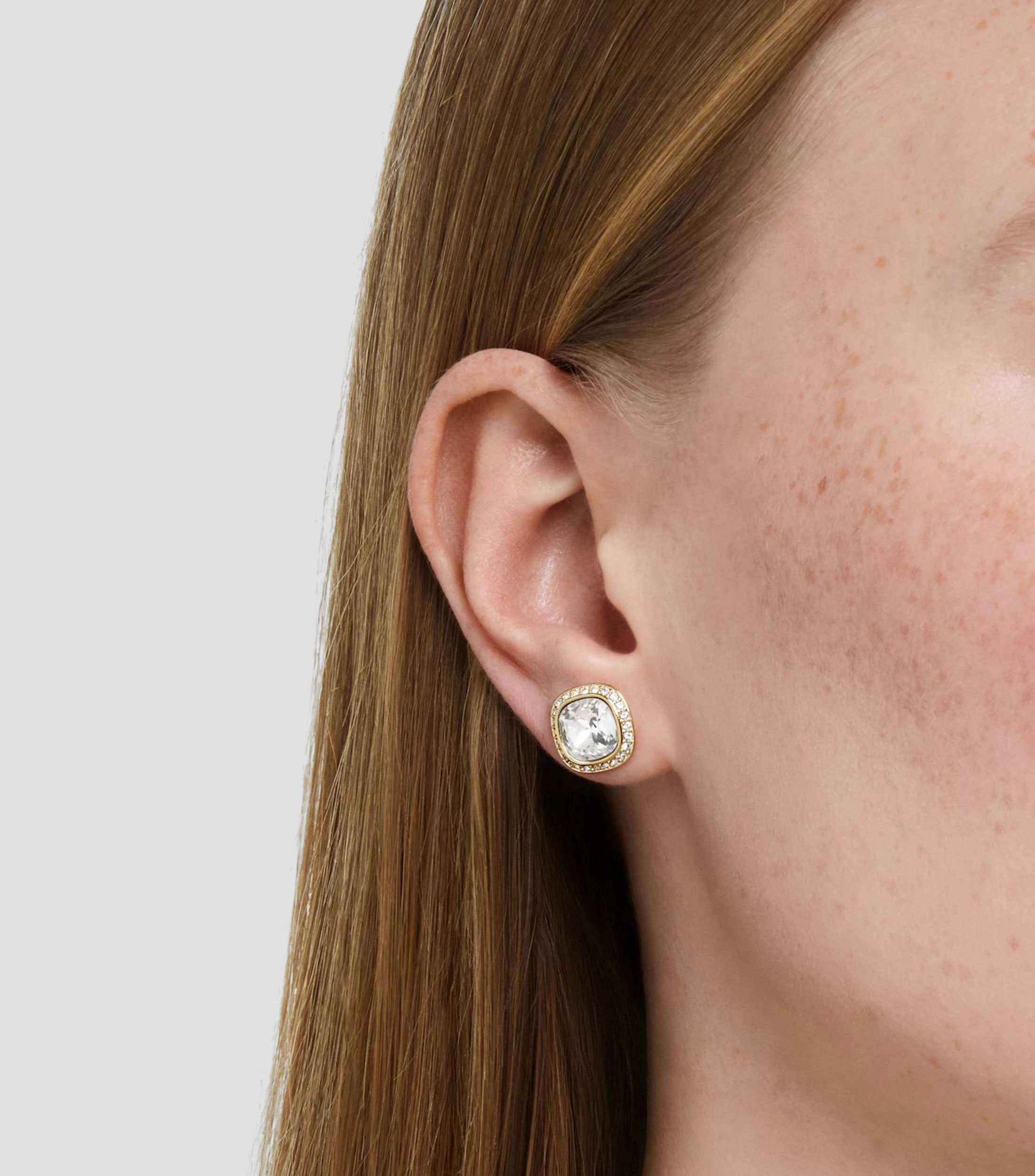 Aretes de Botón con cristales Mujer