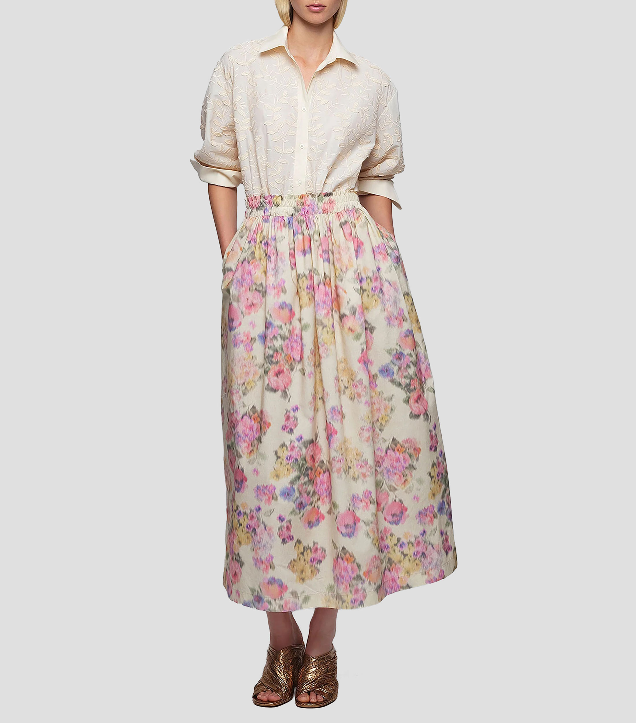 Falda midi de corte A estampada Mujer