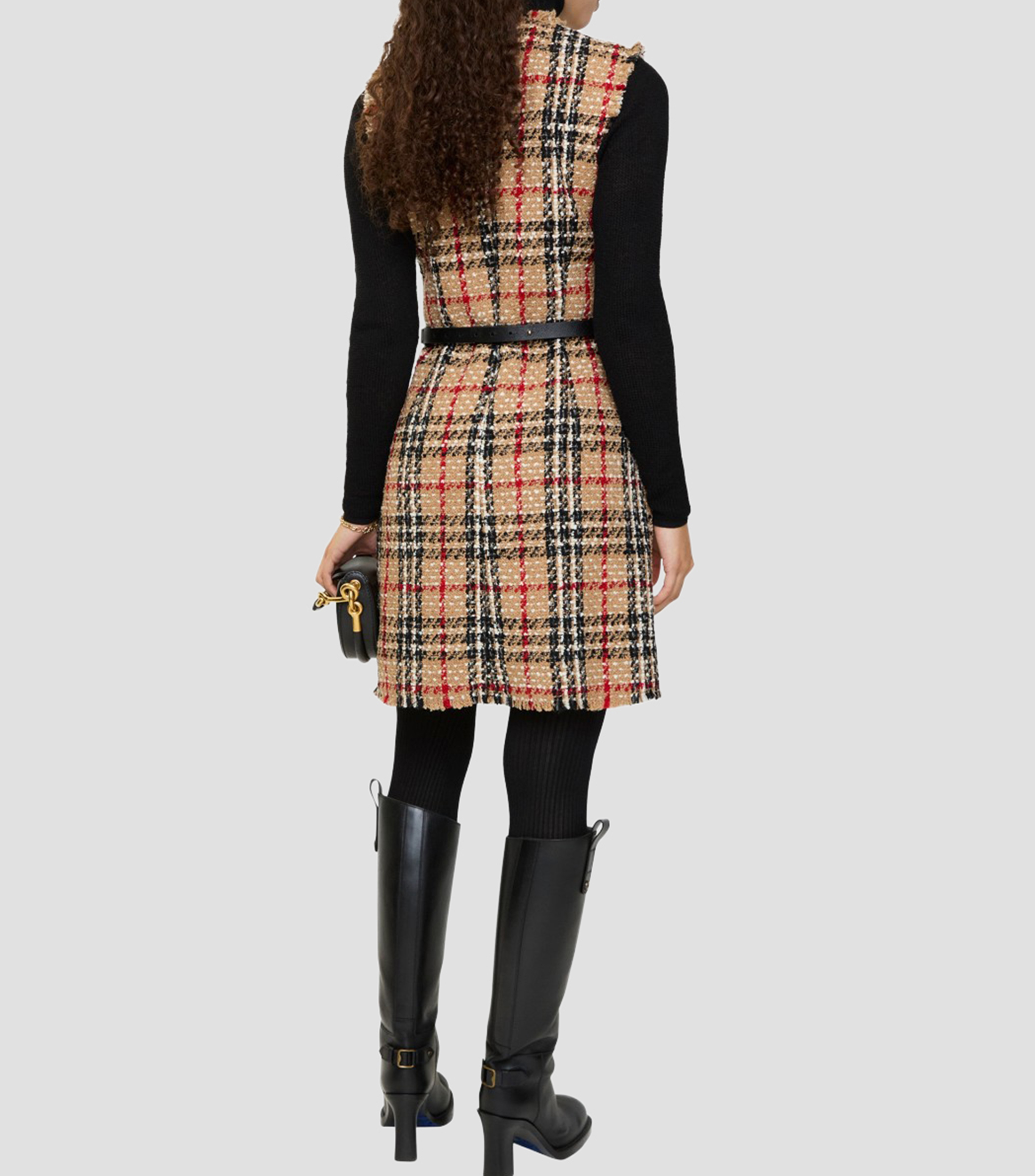 Vestido corto a cuadros Mujer