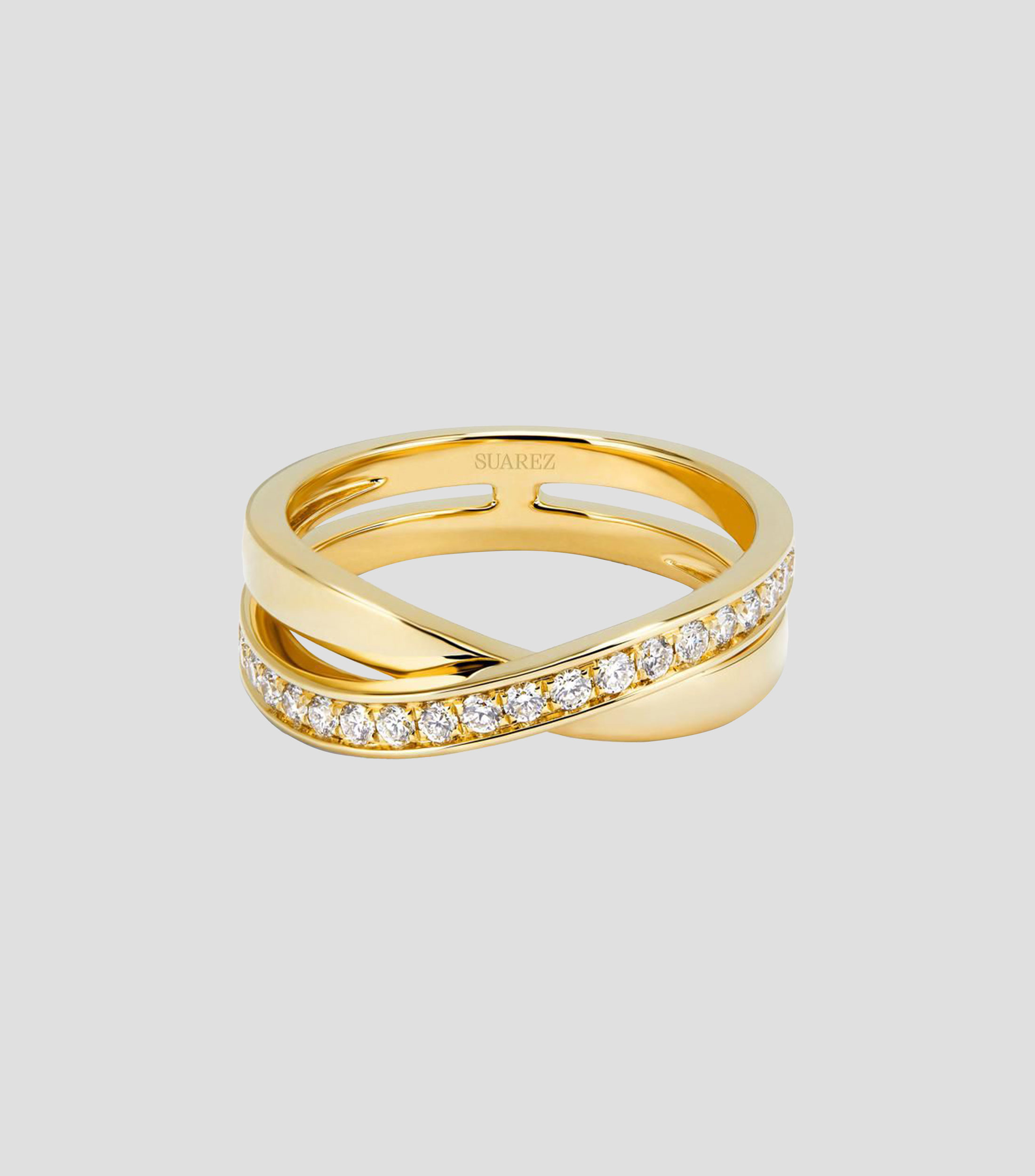 Anillo en oro amarillo Grace cruzado con diamantes Mujer