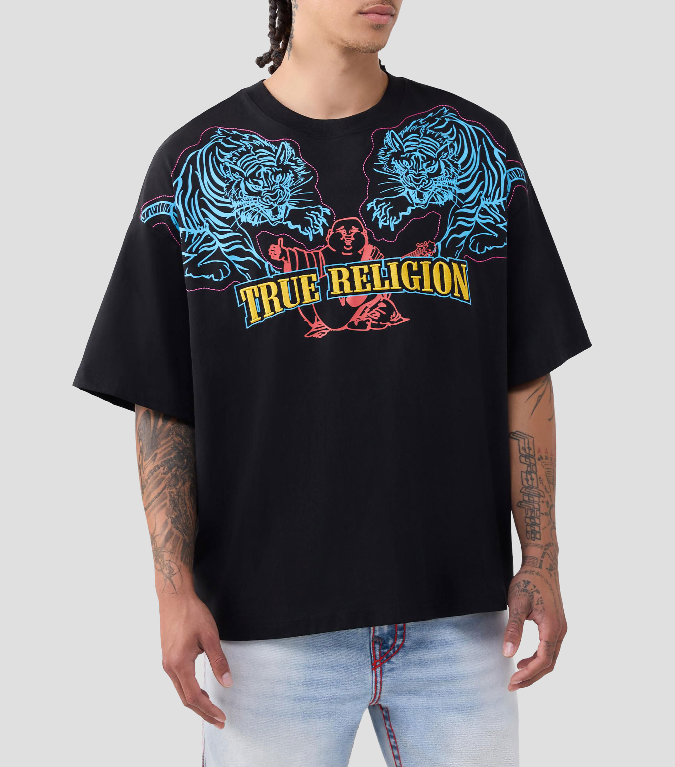 Playera cuello redondo manga corta con estampado Hombre
