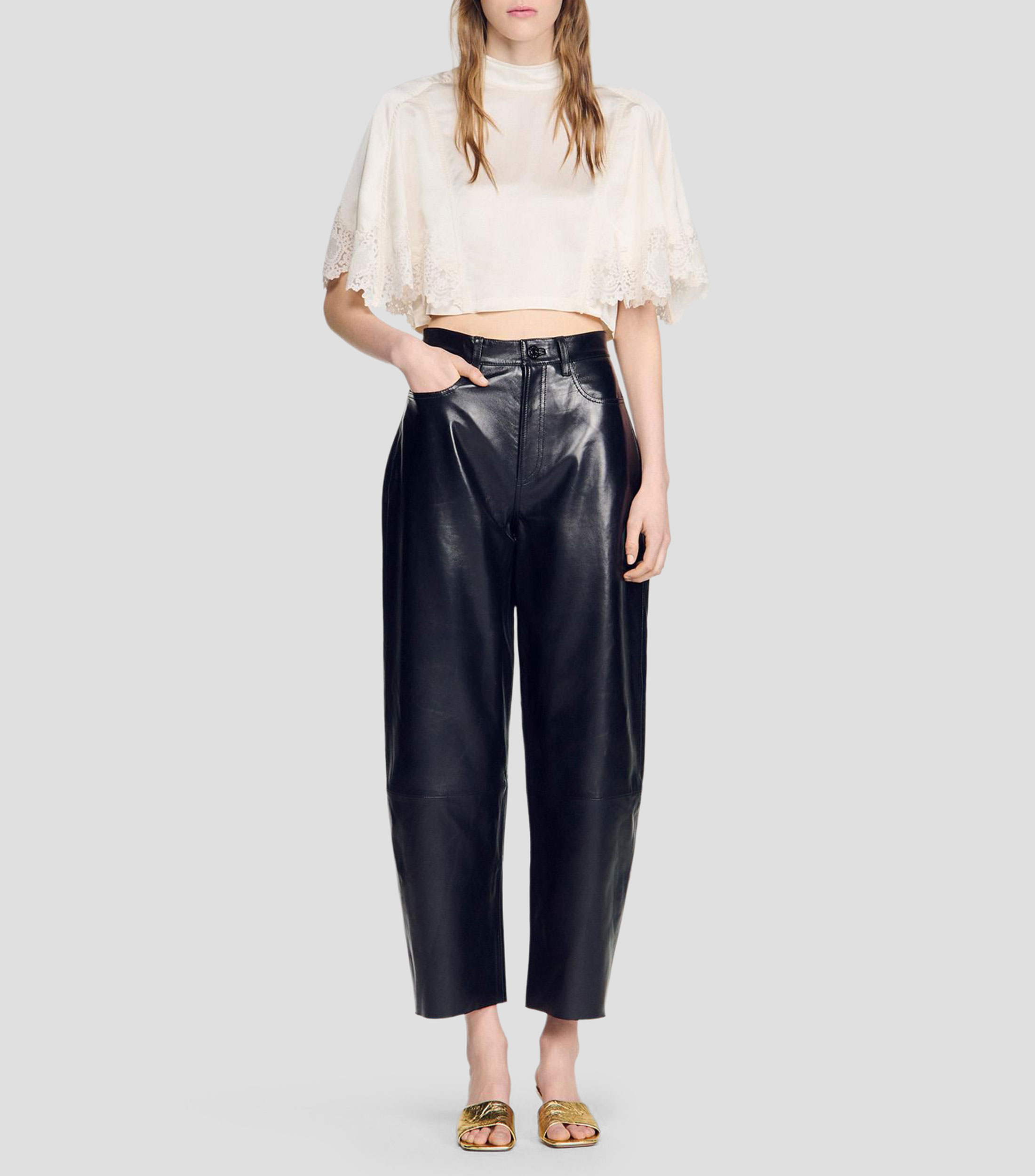Blusa liso manga corta Mujer