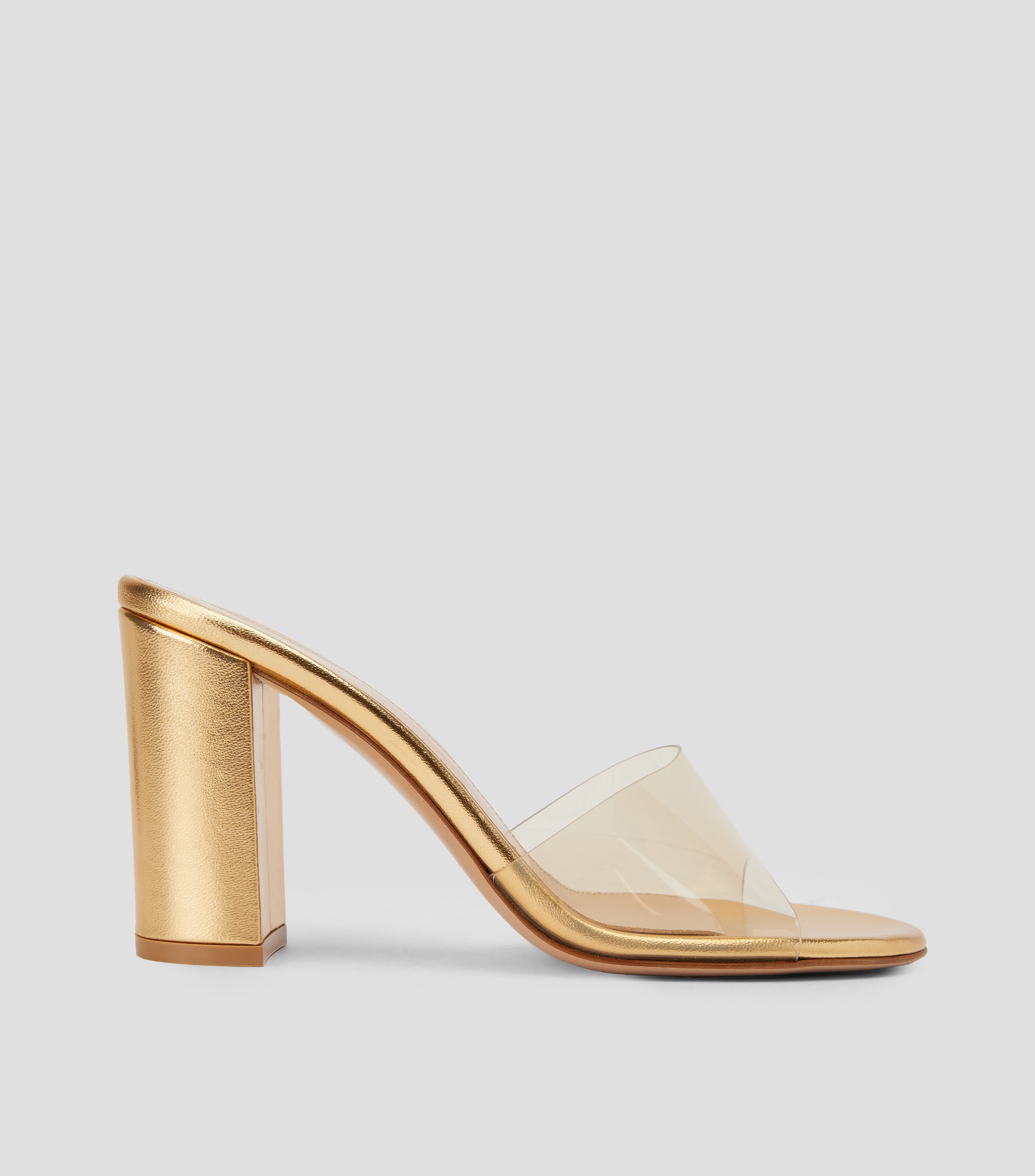 Sandalias tacón alto ancho en piel lisas Mujer