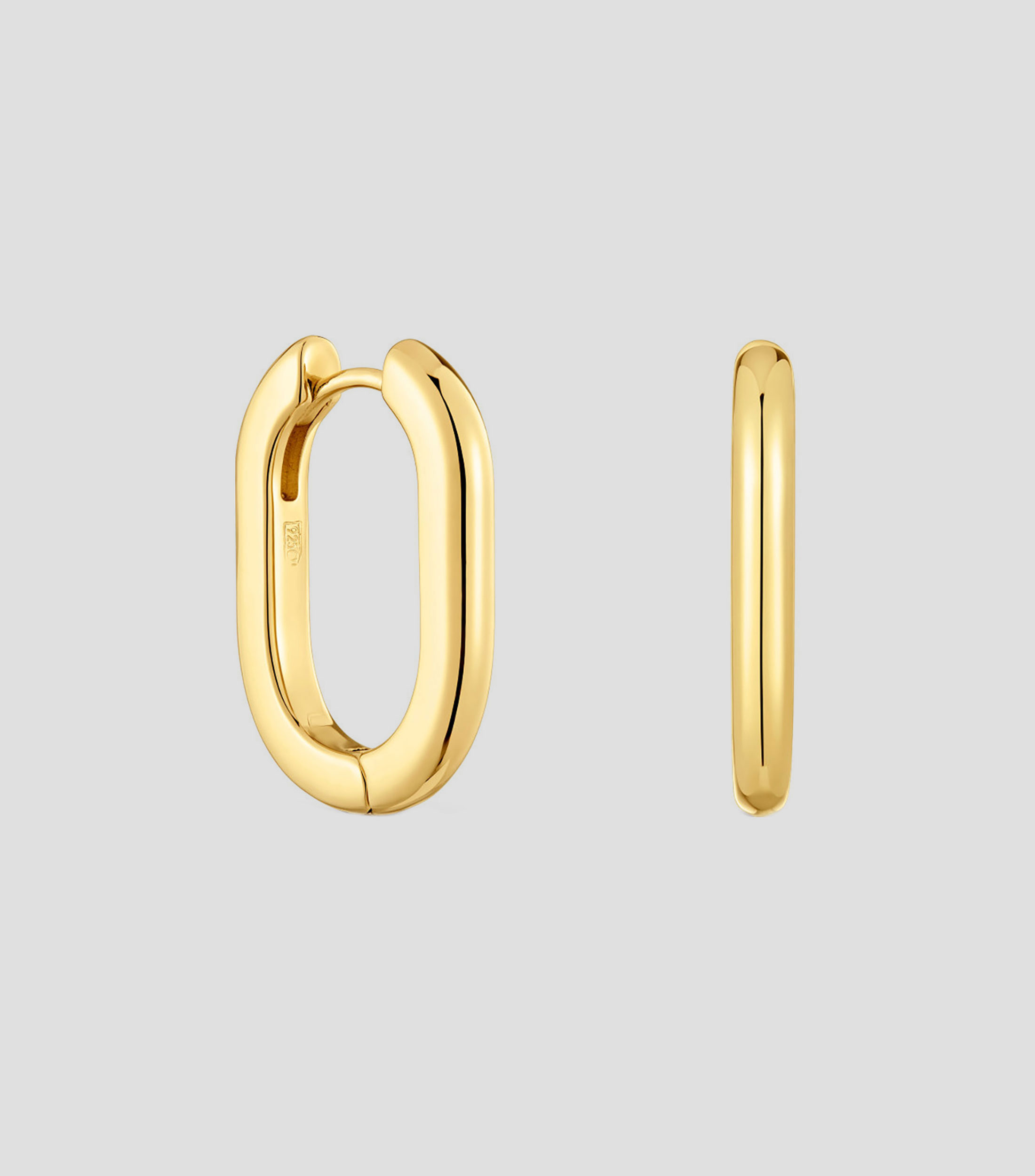 Aretes en plata aro oval largo Basic Mujer