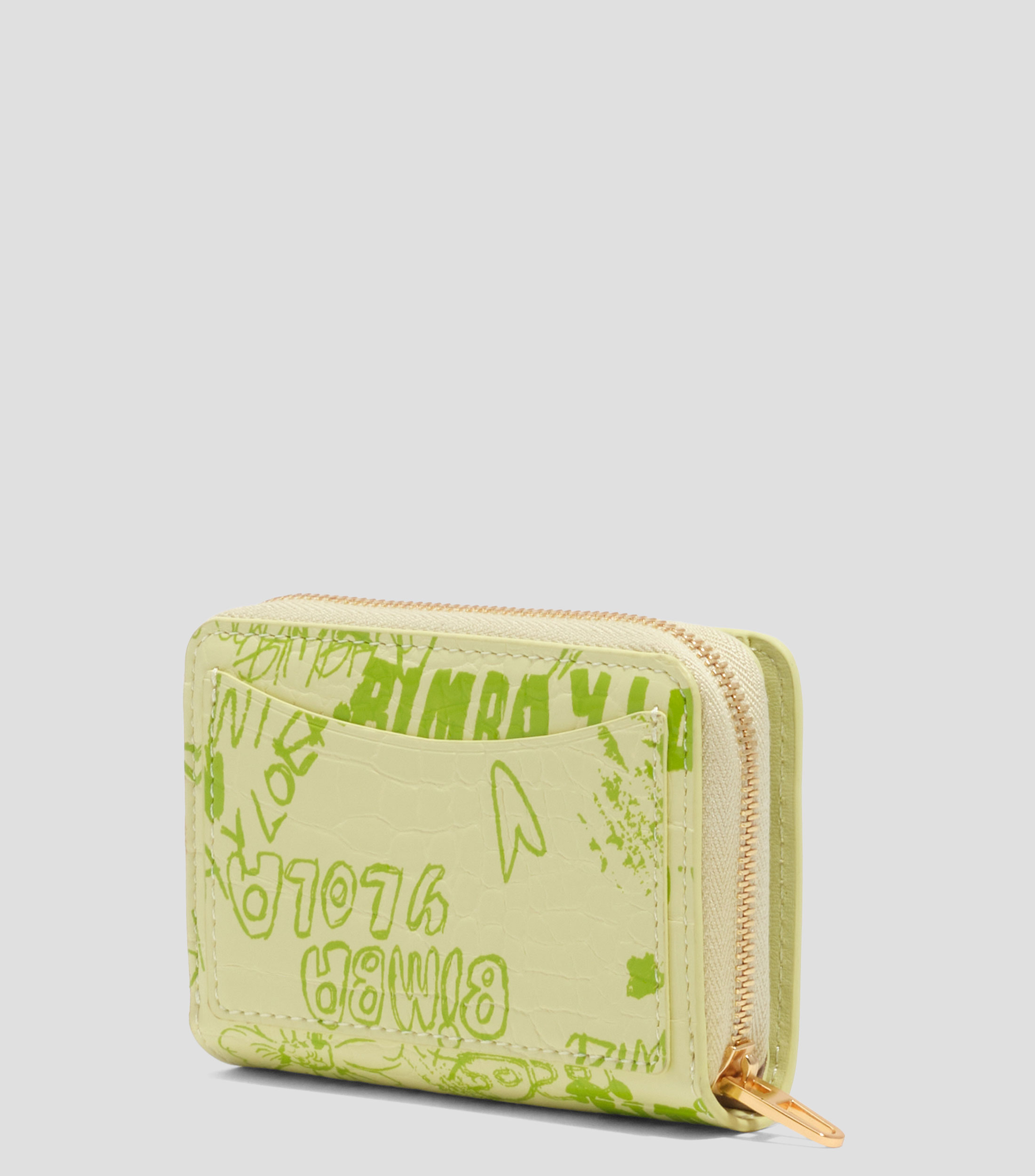 Cartera solapa textura brillo print Bimba logos verde pastel Mujer
