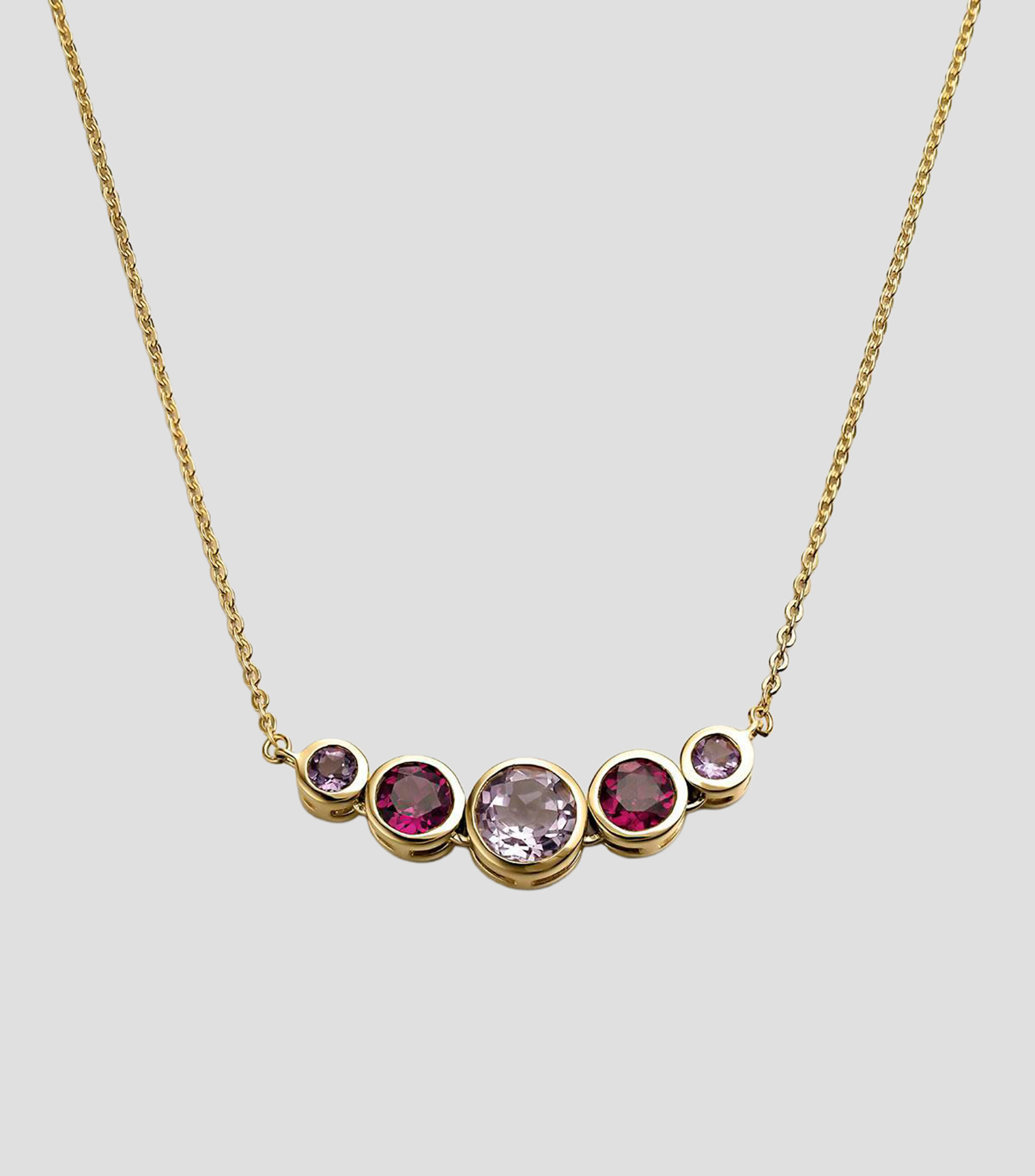 Collar en plata .925 con rodolitas y amatistas Florence Mujer
