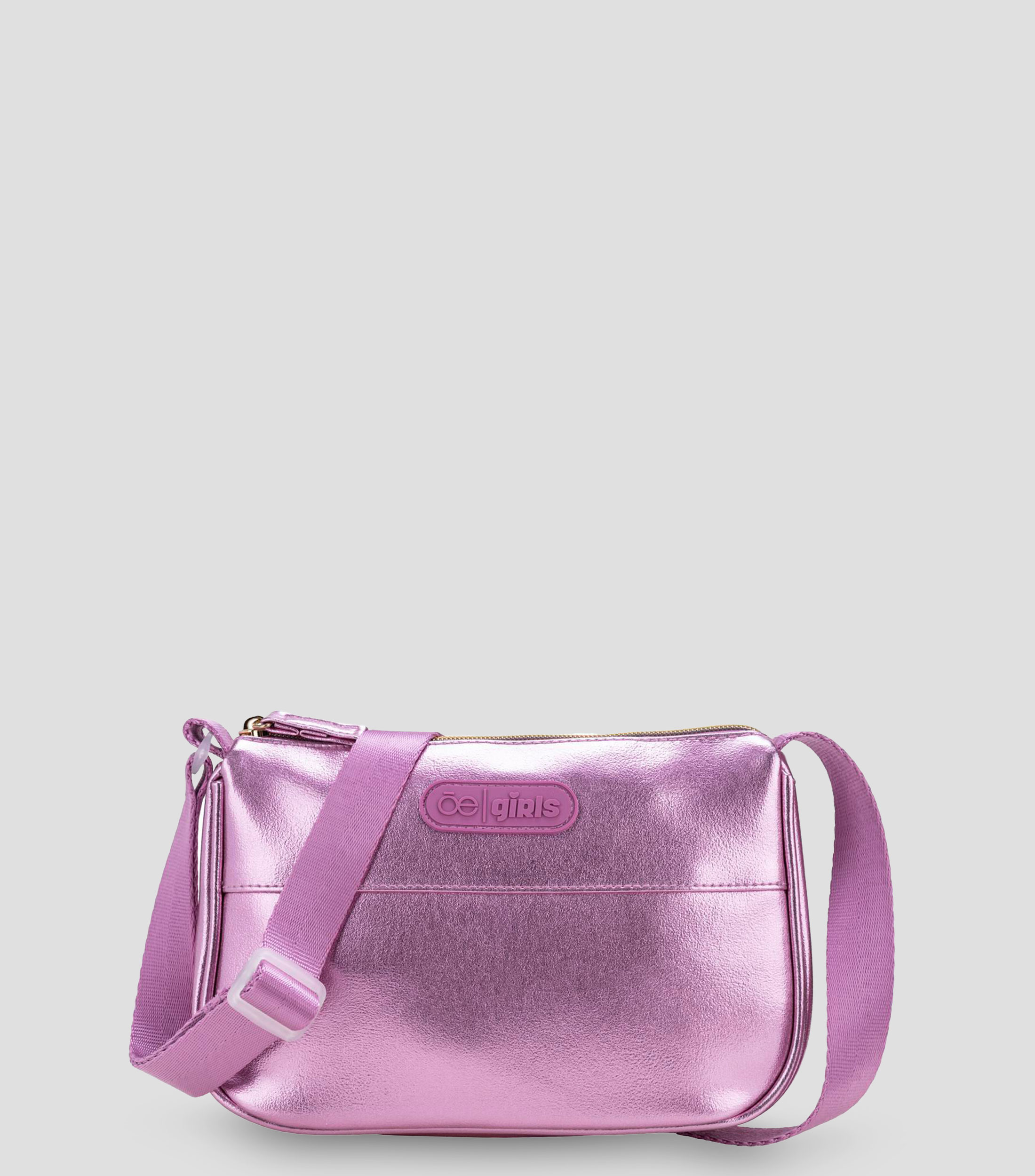 Bolsa crossbody rosa metálico lisa Niña
