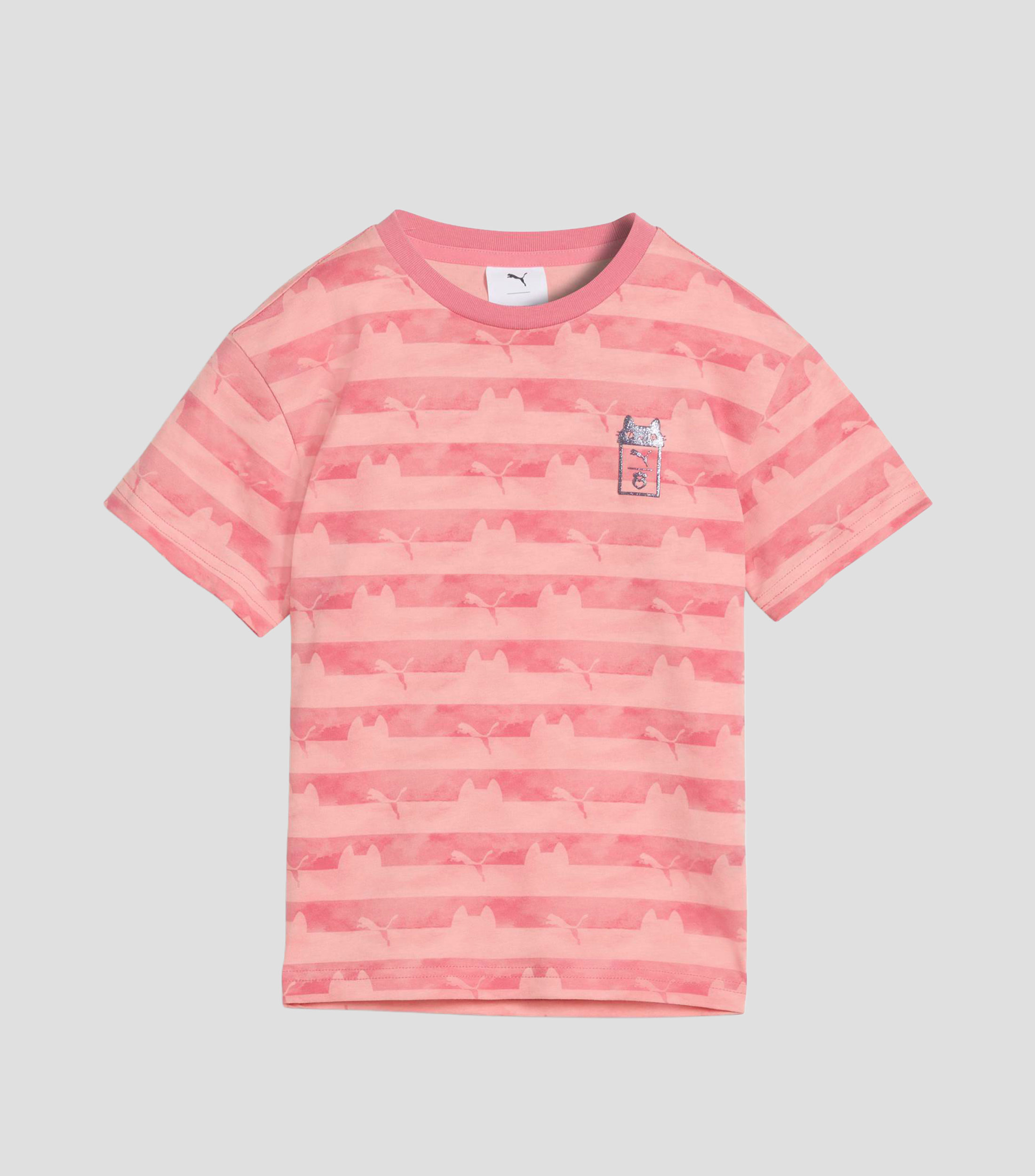 Playera casual X cuello redondo manga corta con estampado Niña