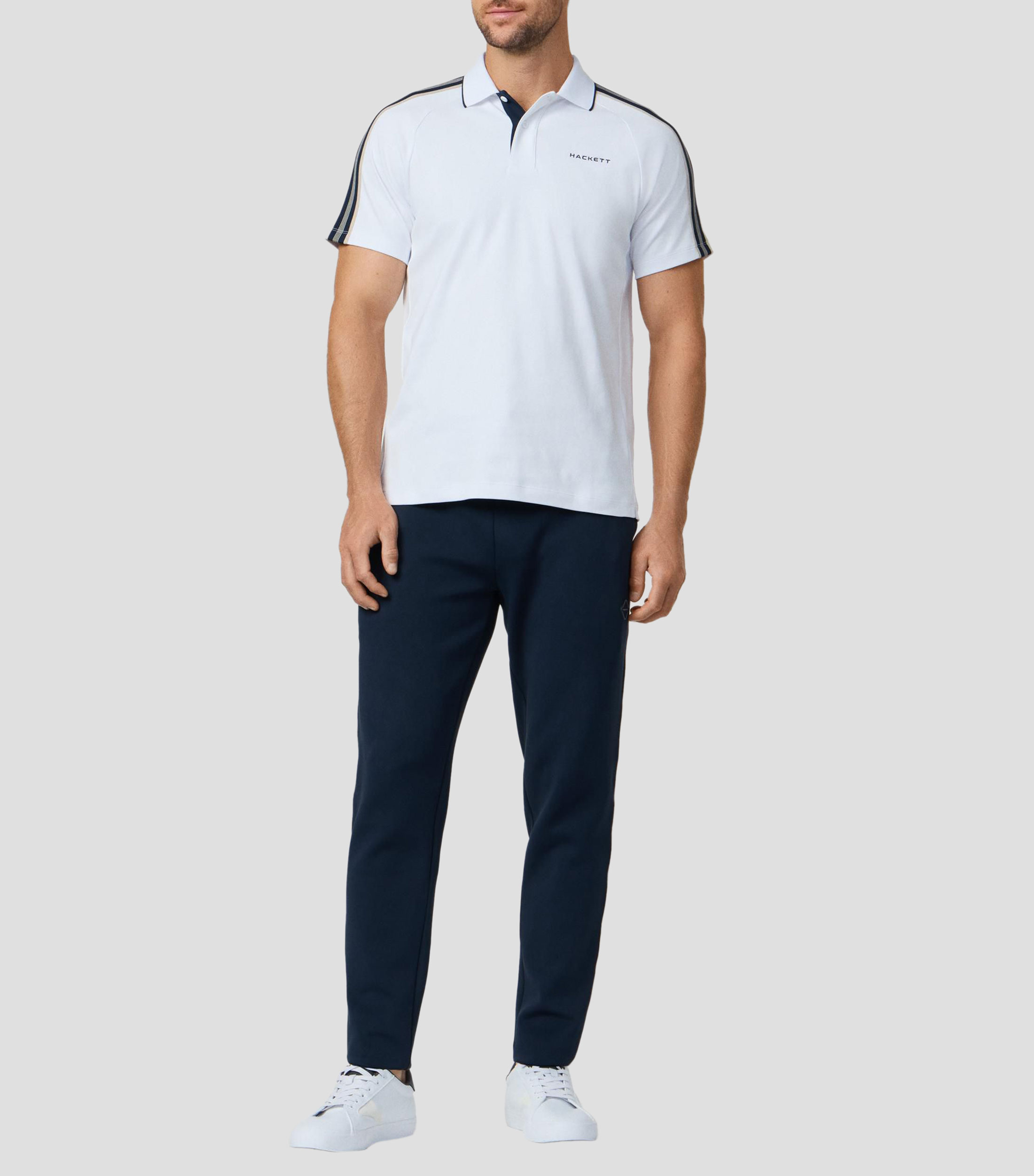 Playera tipo polo de manga corta franjas Hombre