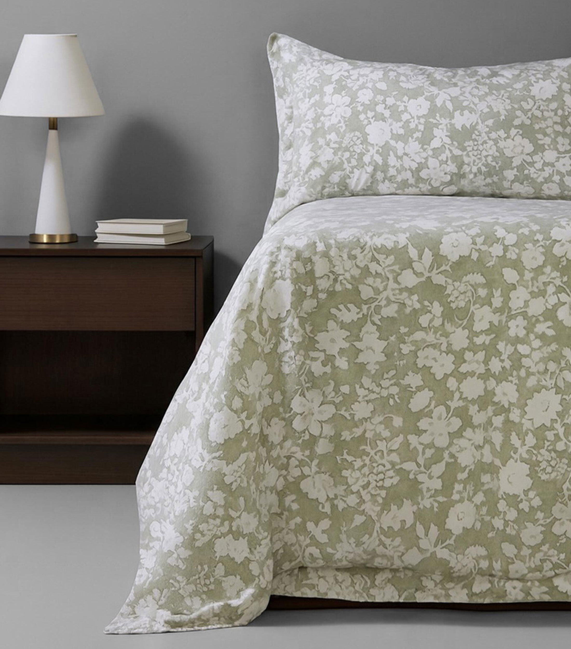 Juego de funda para duvet matrimonial/queen size en algodón Heather verde