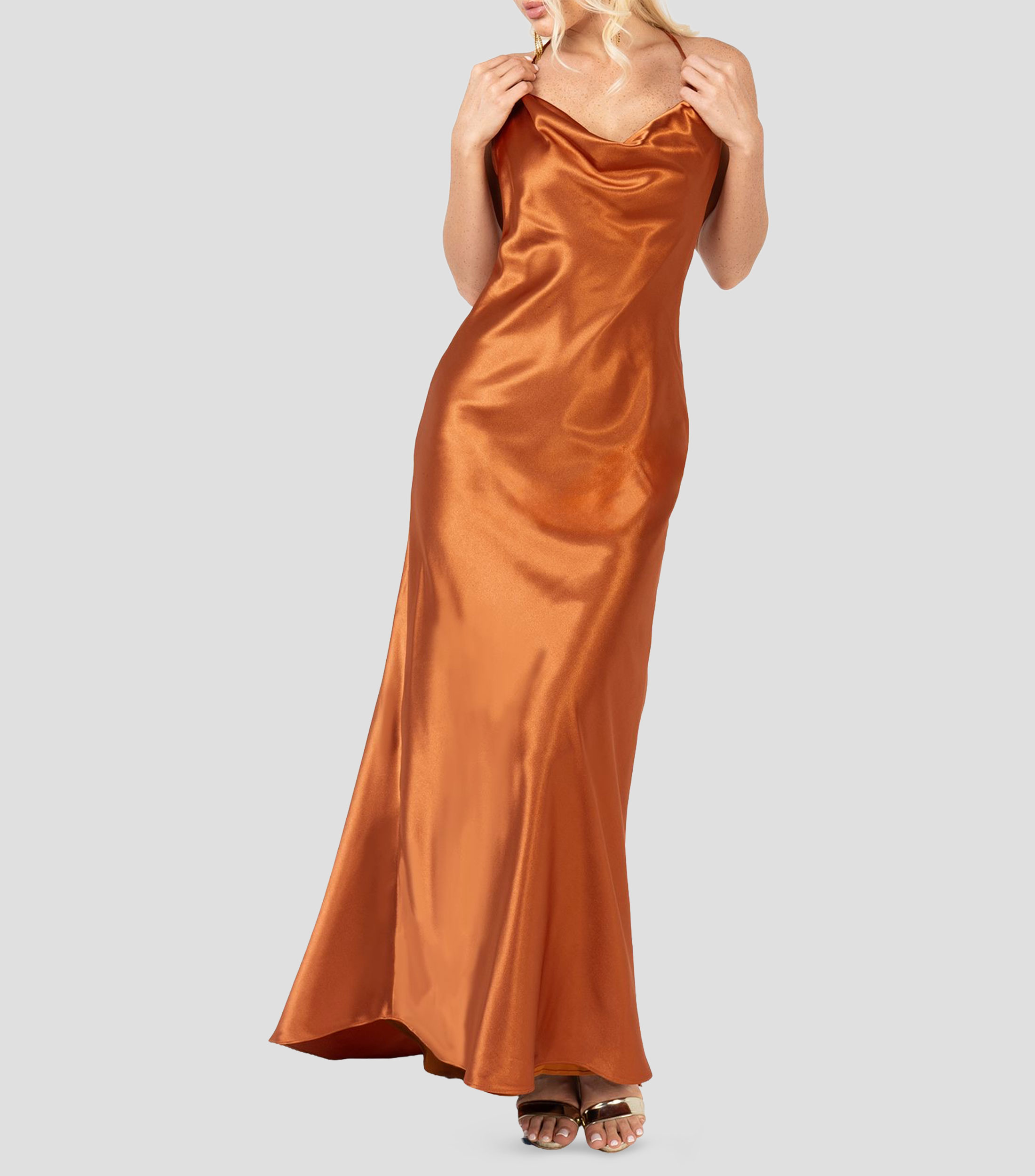 Vestido largo liso Mujer