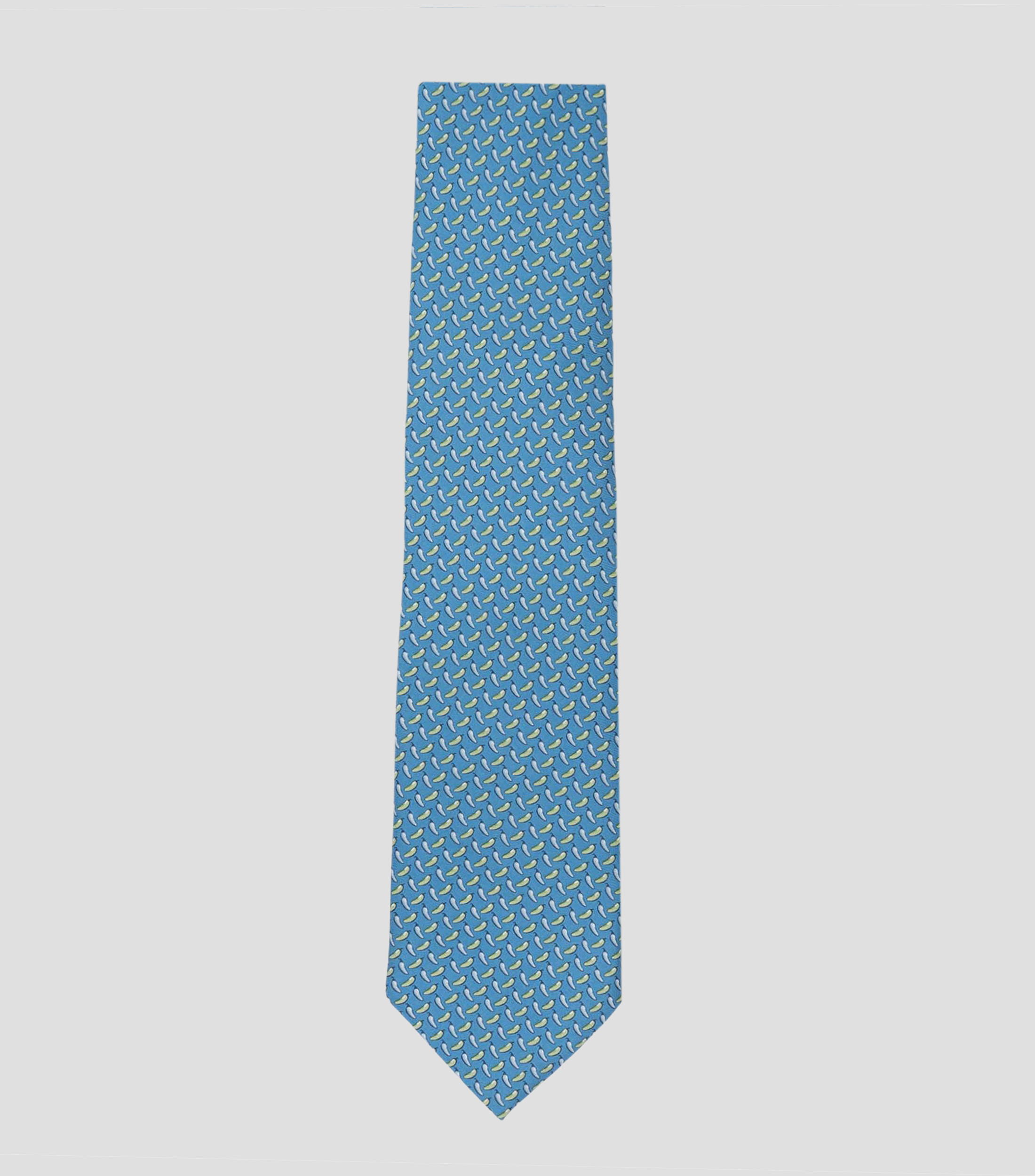 Corbata ancha de seda turquesa estampada Chiles de México