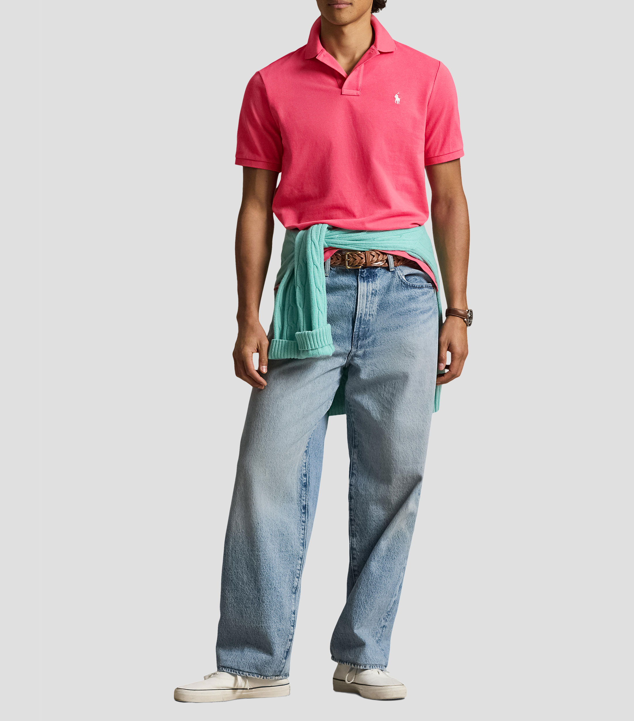 Playera tipo polo manga corta diseño sólido Hombre