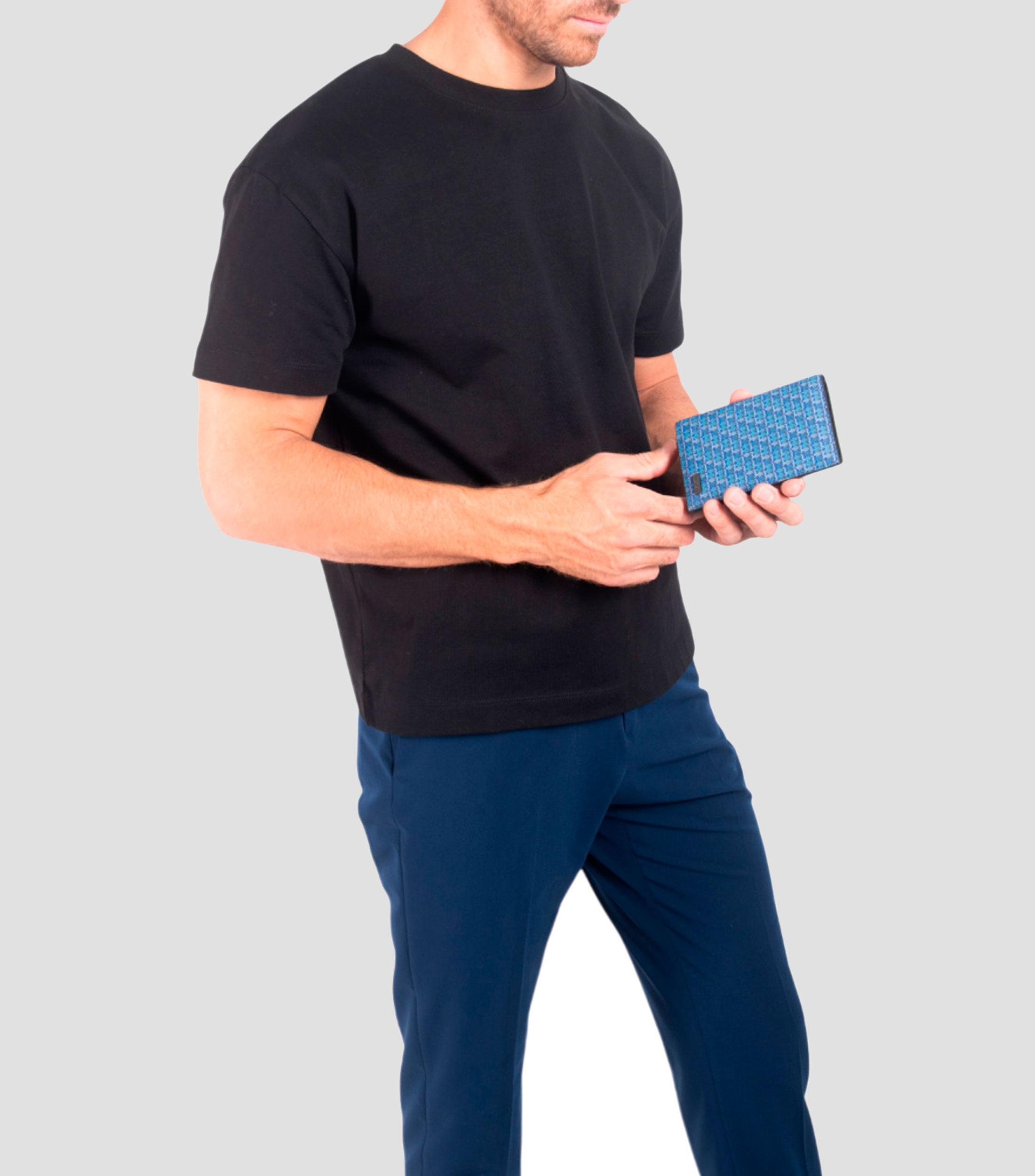 Porta Pasaporte Azul Maiz estampado Hombre