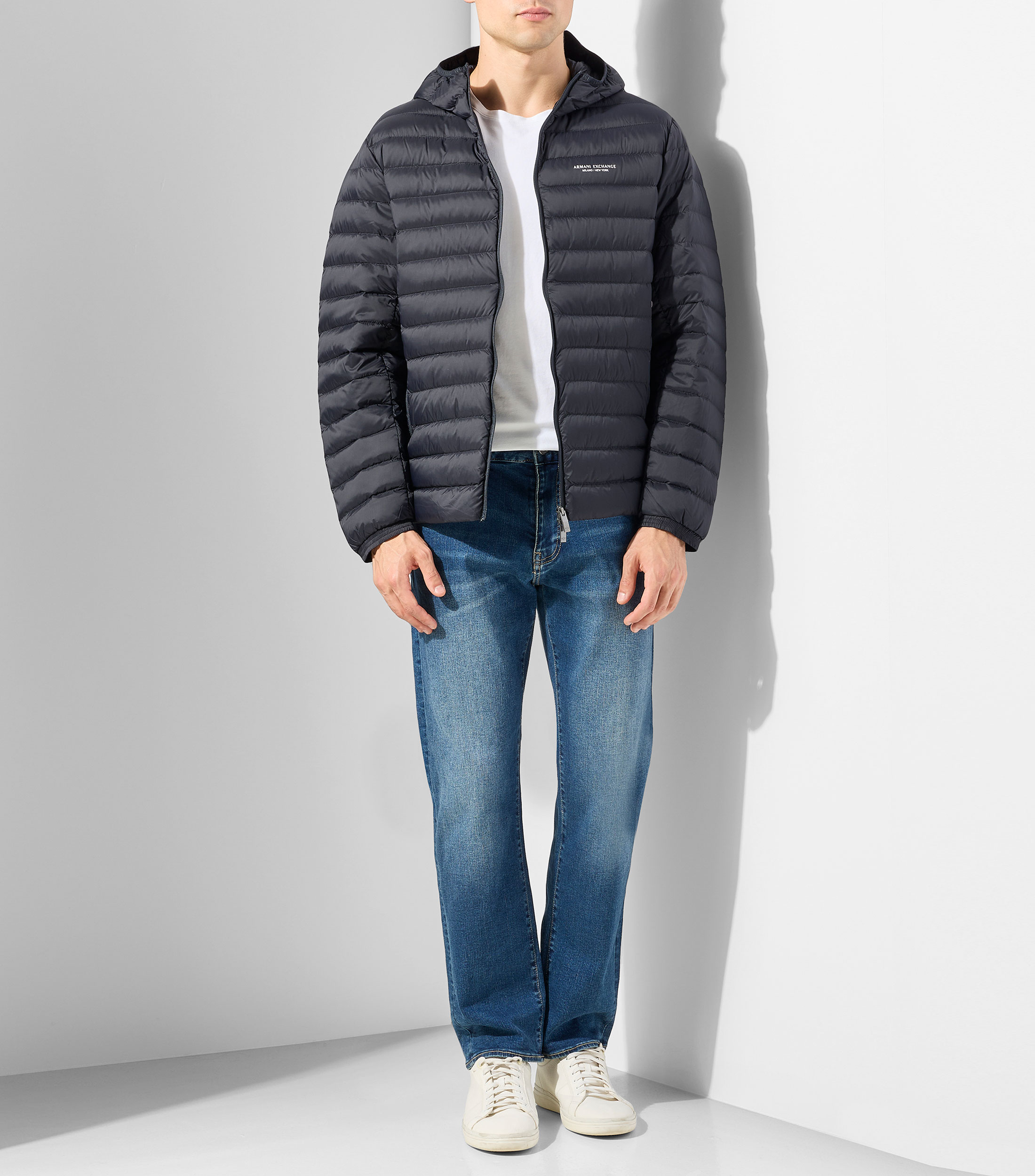 Chamarra puffer con capucha Hombre