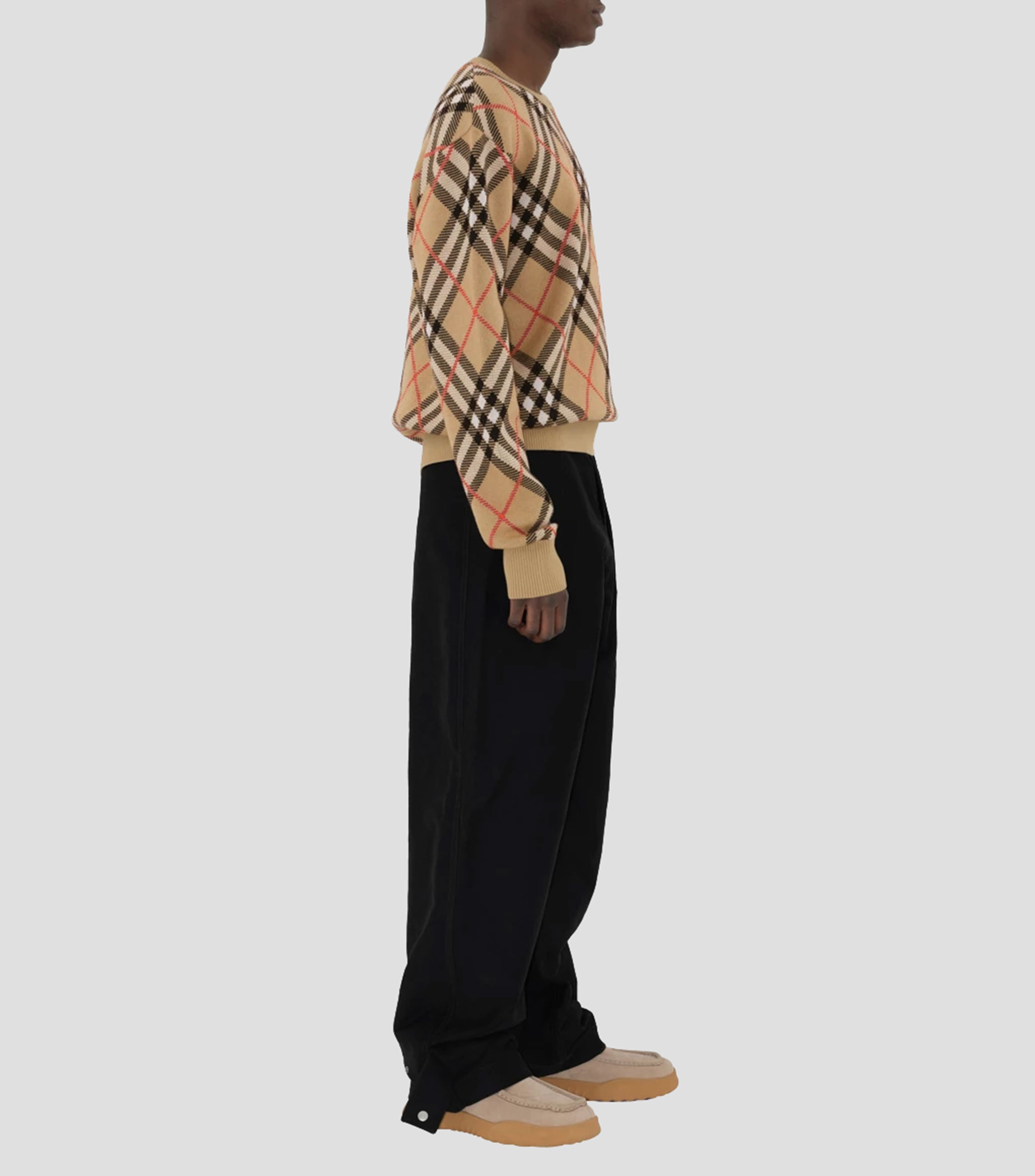 Sueter en mezcla de lana Check Hombre