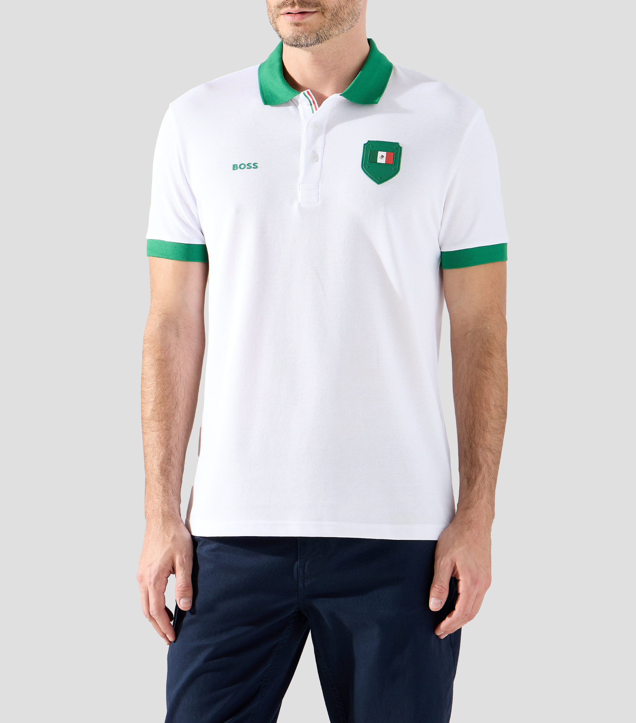 Playera polo manga corta México sólida Hombre