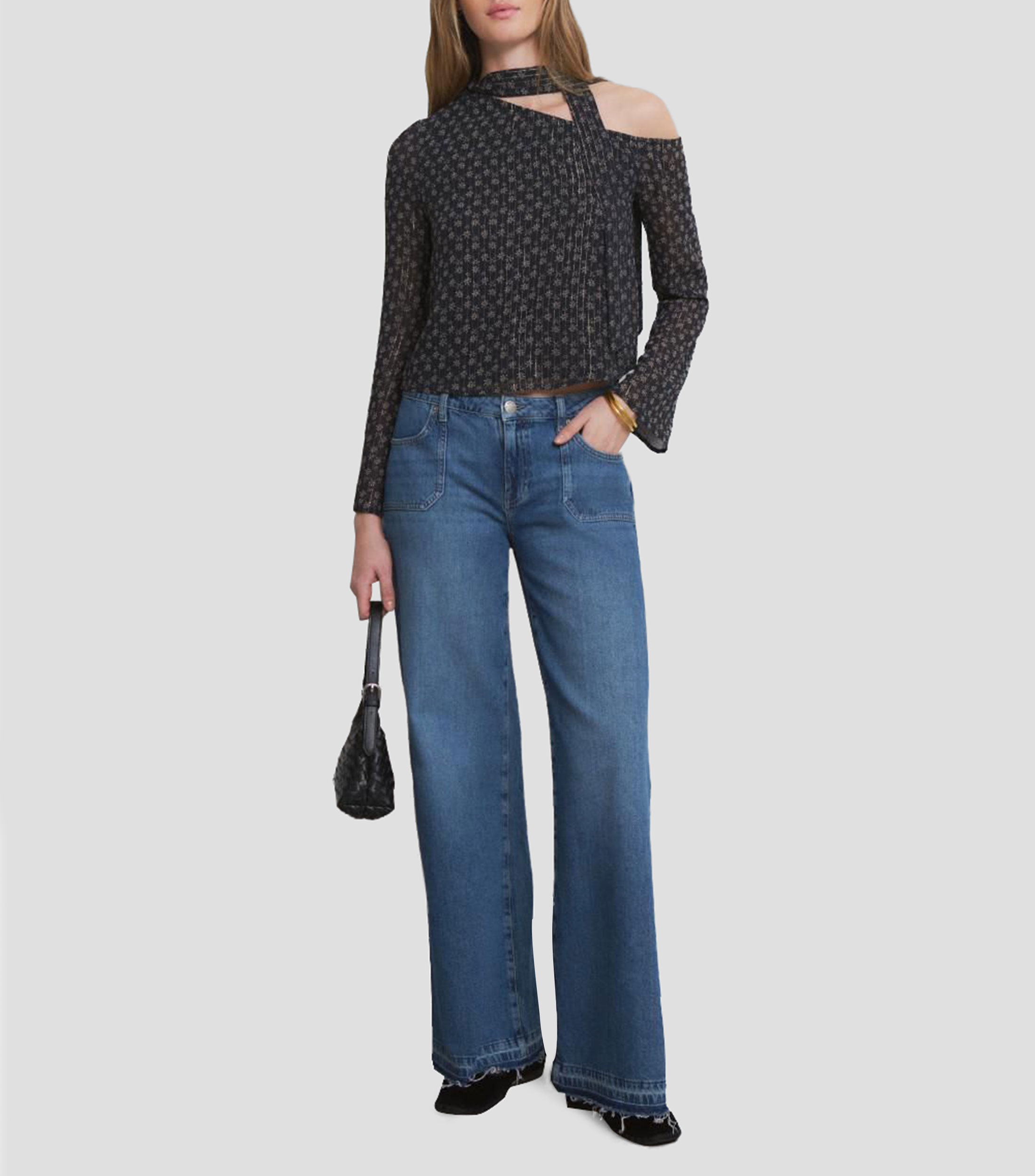 Blusa estampada de manga larga Mujer