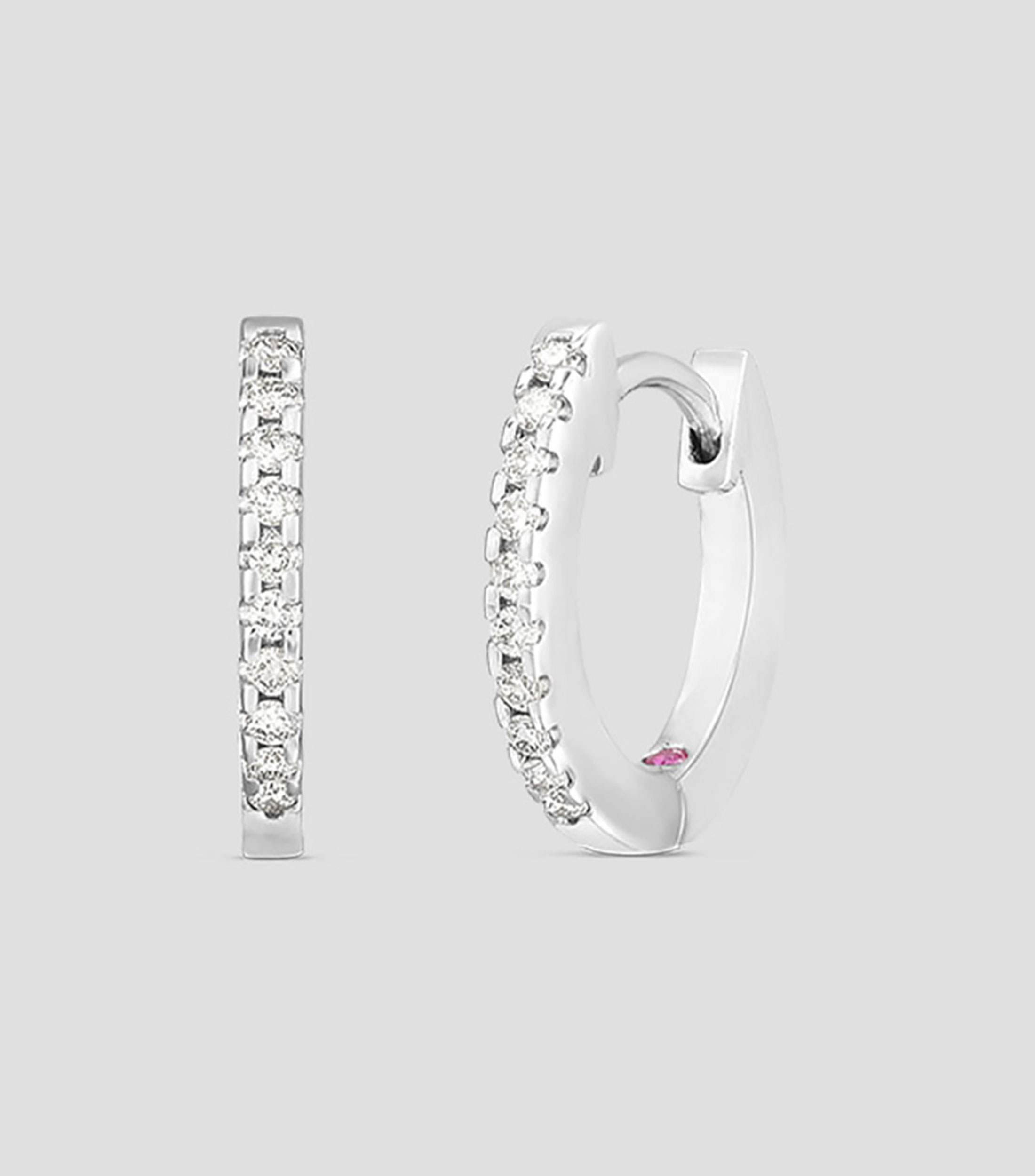 Aretes en oro de 18 kilates redondos con diamantes Diamond Hoops Mujer