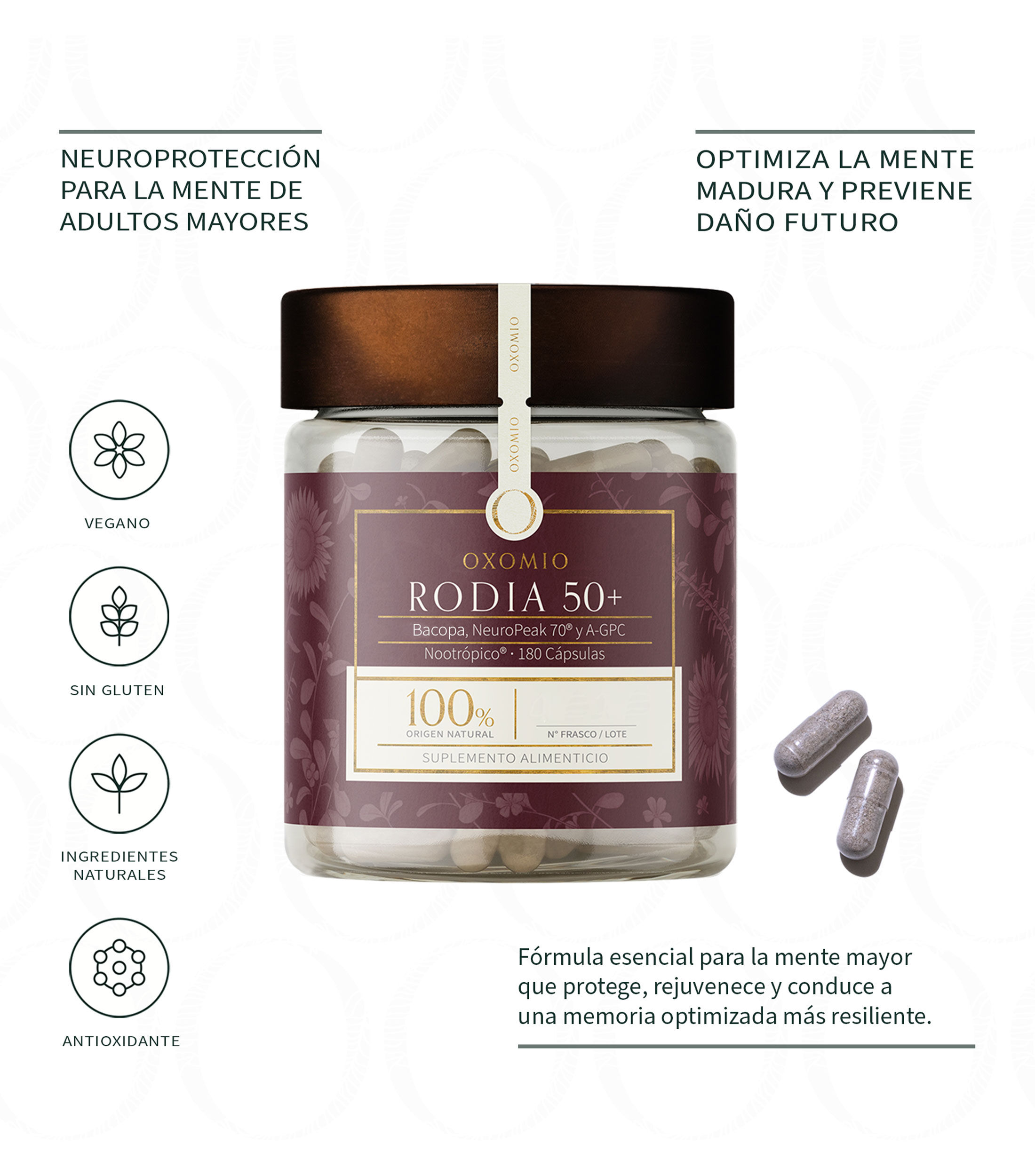 Rodia 50+ Neuroprotect, Mezcla cognitiva 180 cápsulas