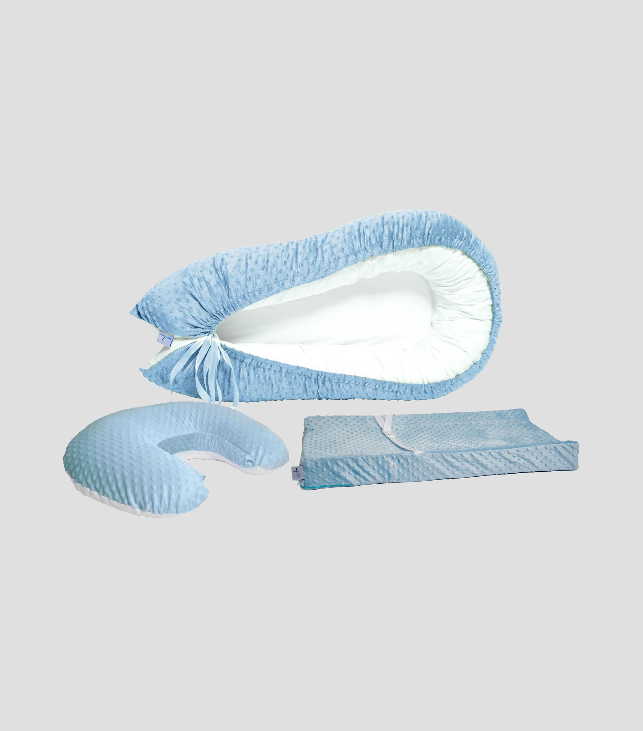 Set Nido de bebé + Almohada de lactancia + Colchón Cambiador, Azul