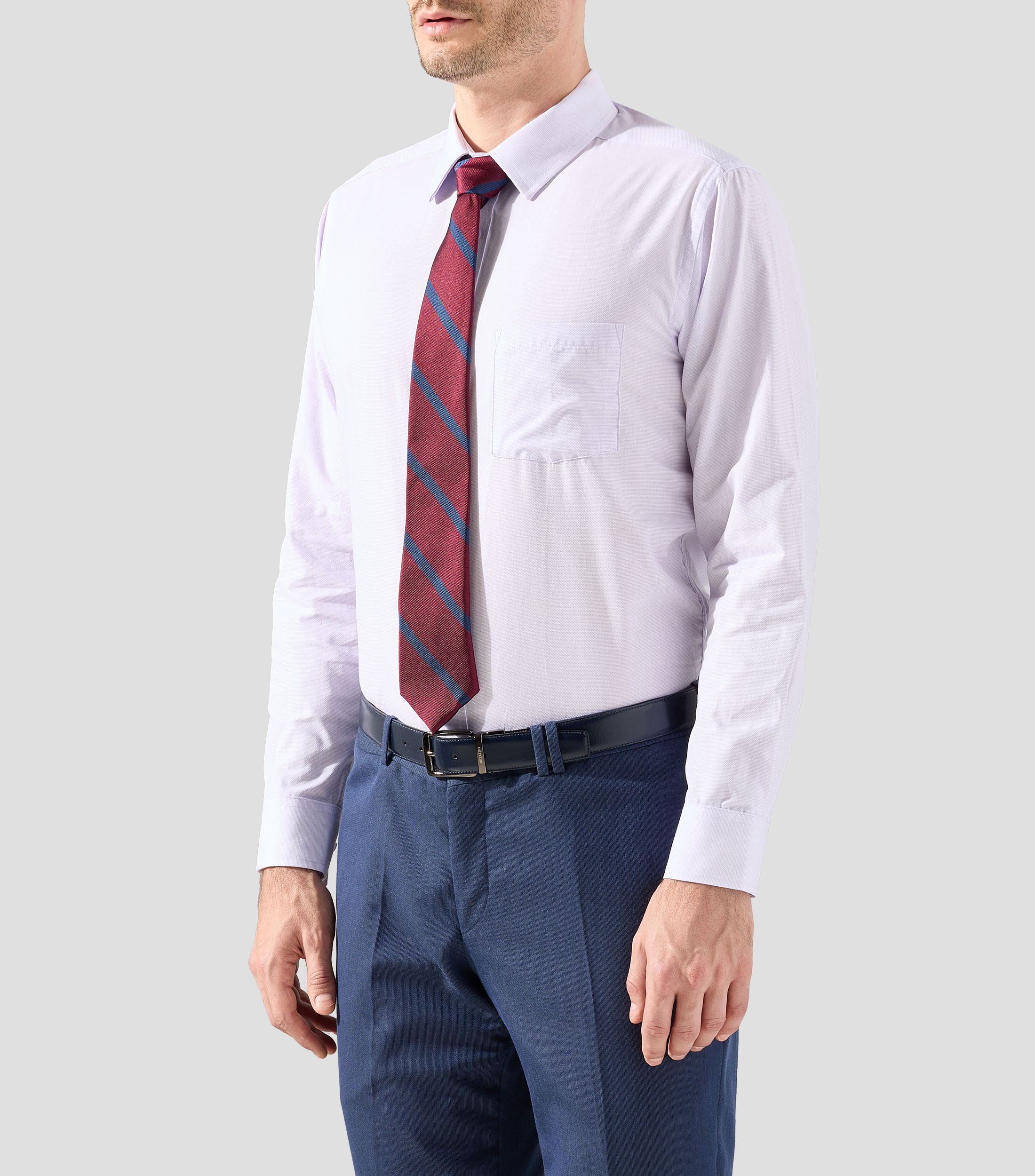 Camisa con microdiseño cuello camisero manga larga Hombre