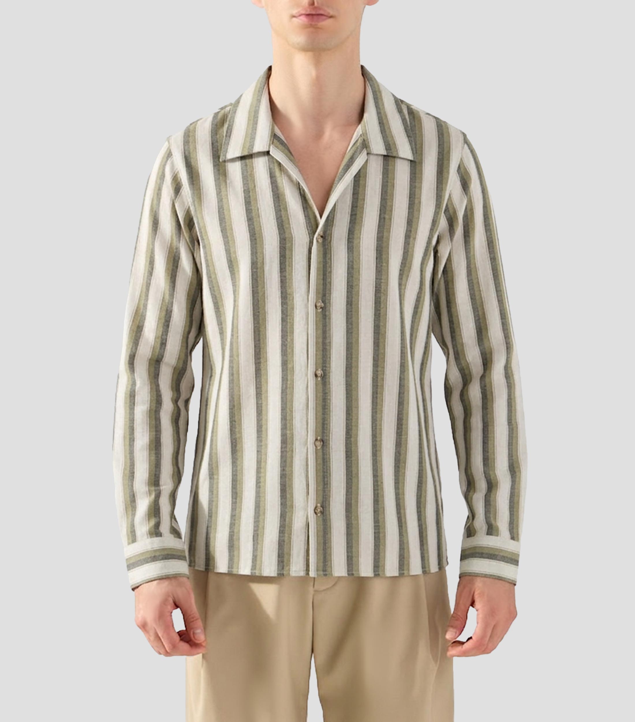 Camisa rayas manga larga Hombre