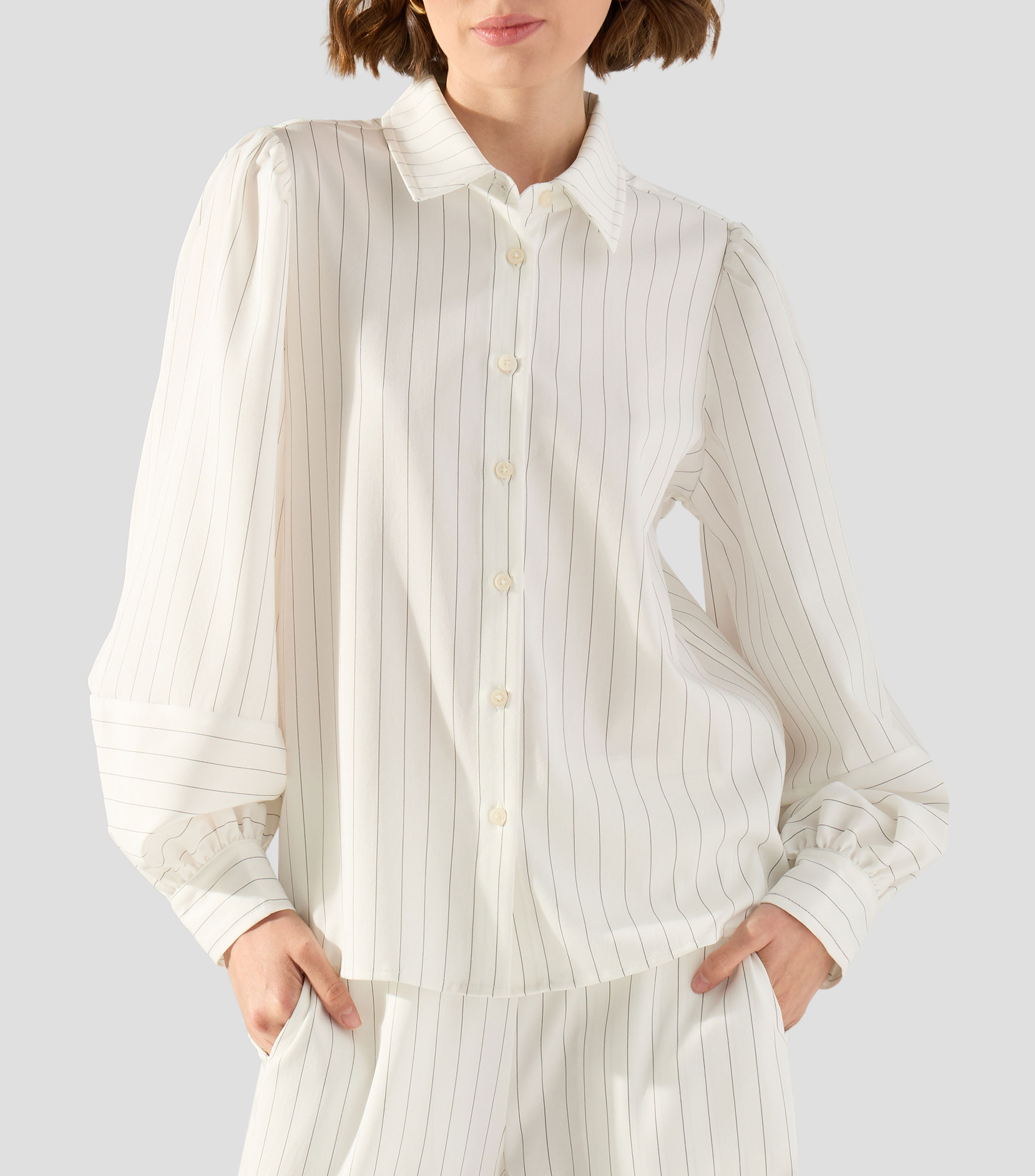 Camisa de rayas con manga larga Mujer