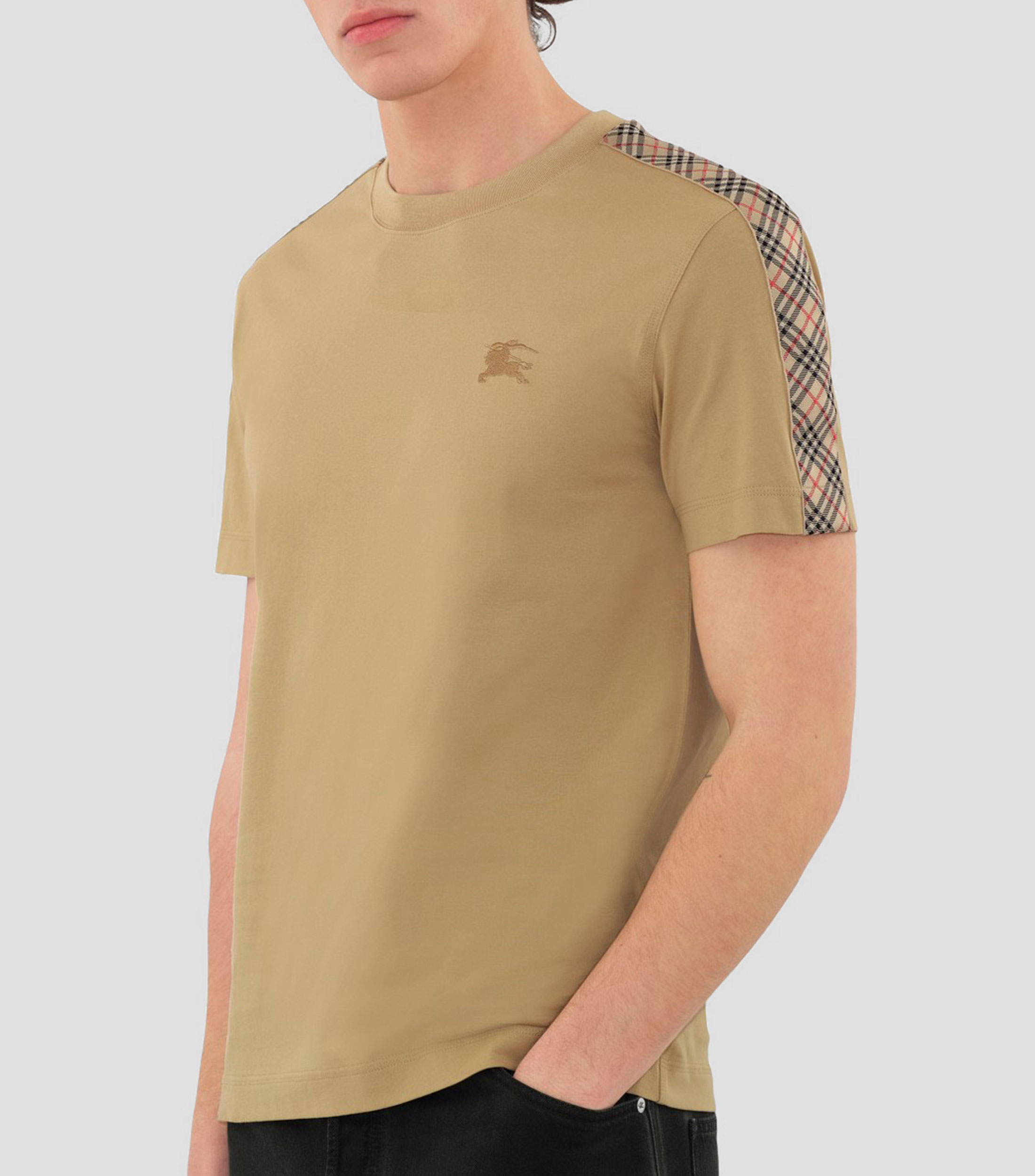 Playera de cuello redondo con manga corta lisa Hombre
