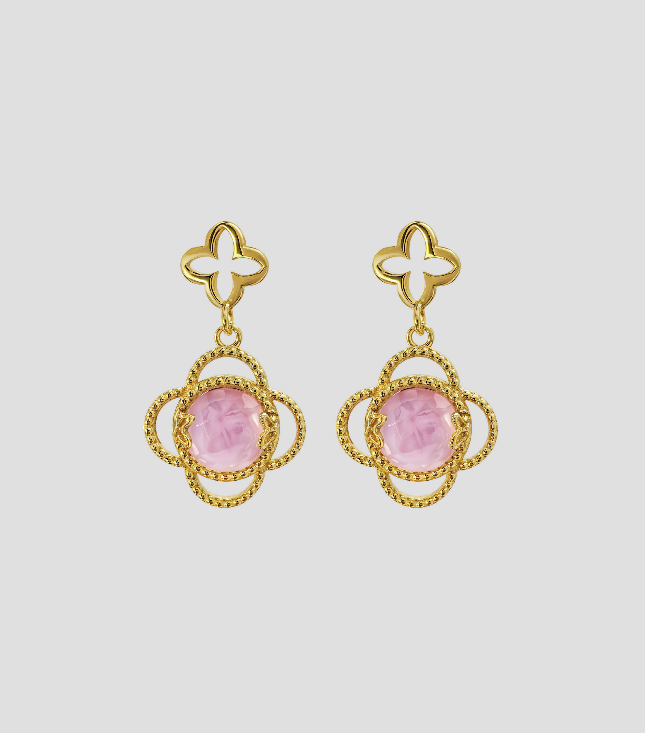 Aretes en plata .925 con Cristal Rose Mop Mujer