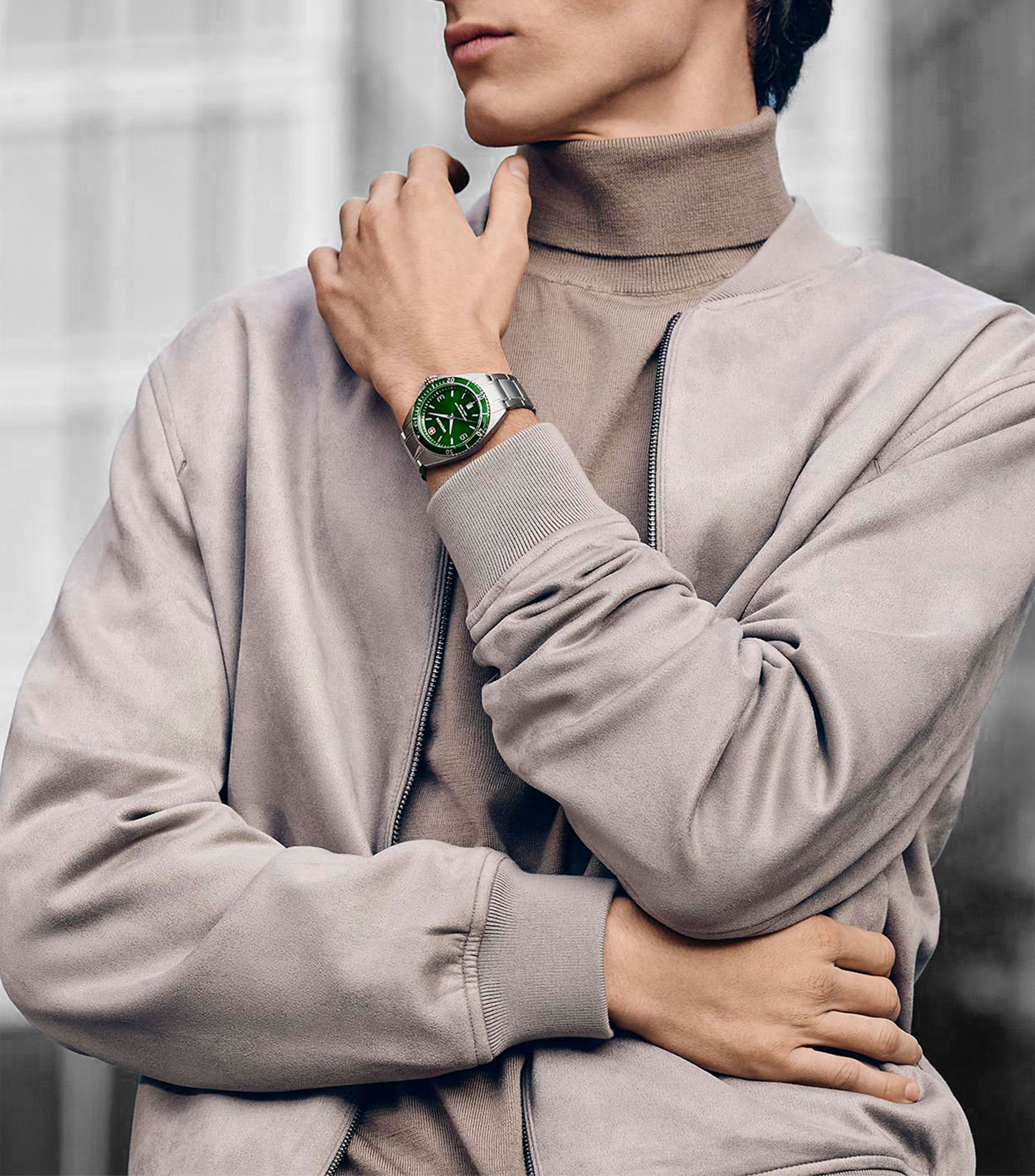 Reloj para Hombre Executive Casual Plateado, Verde