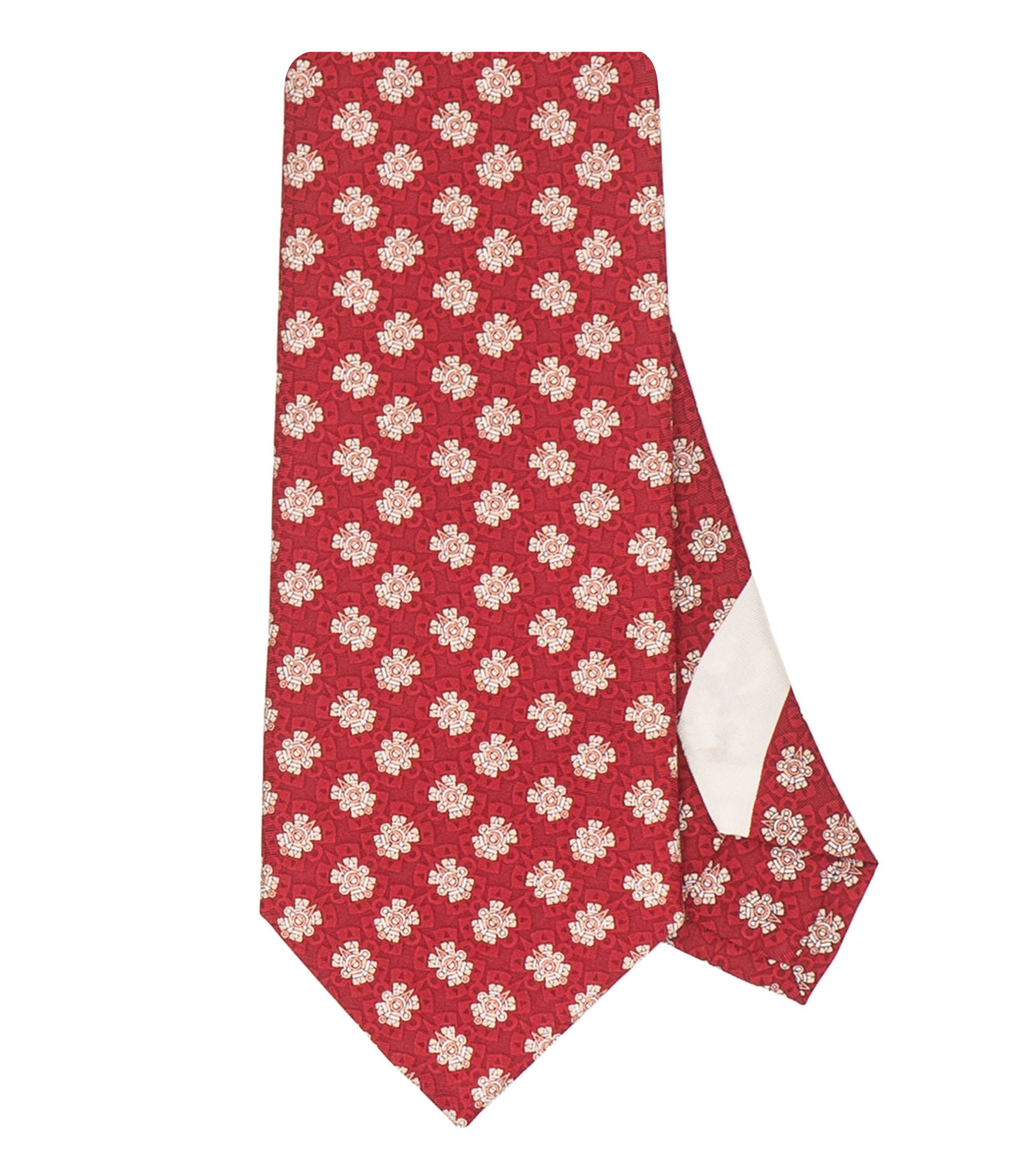 Corbata delgada en seda roja con ollin Hombre