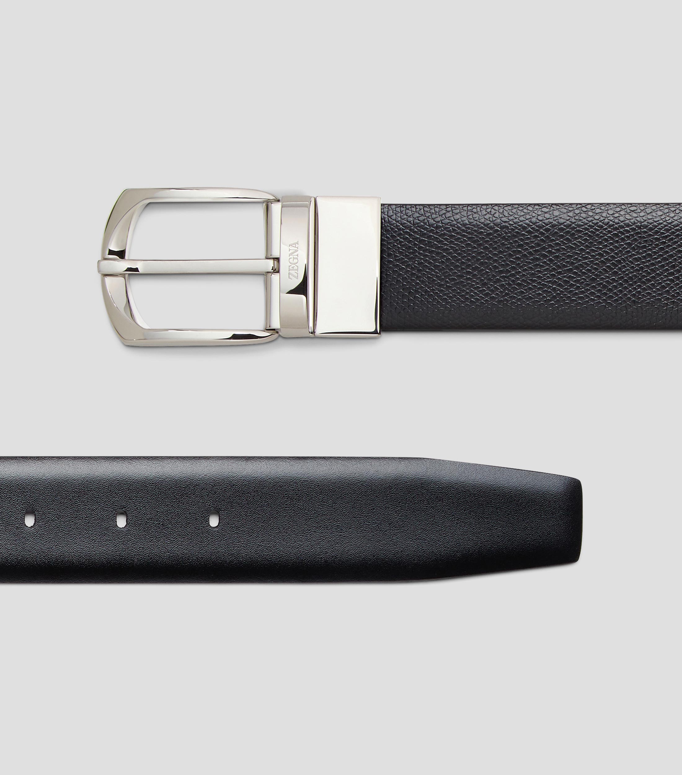 Cinturón reversible en piel negra Hombre