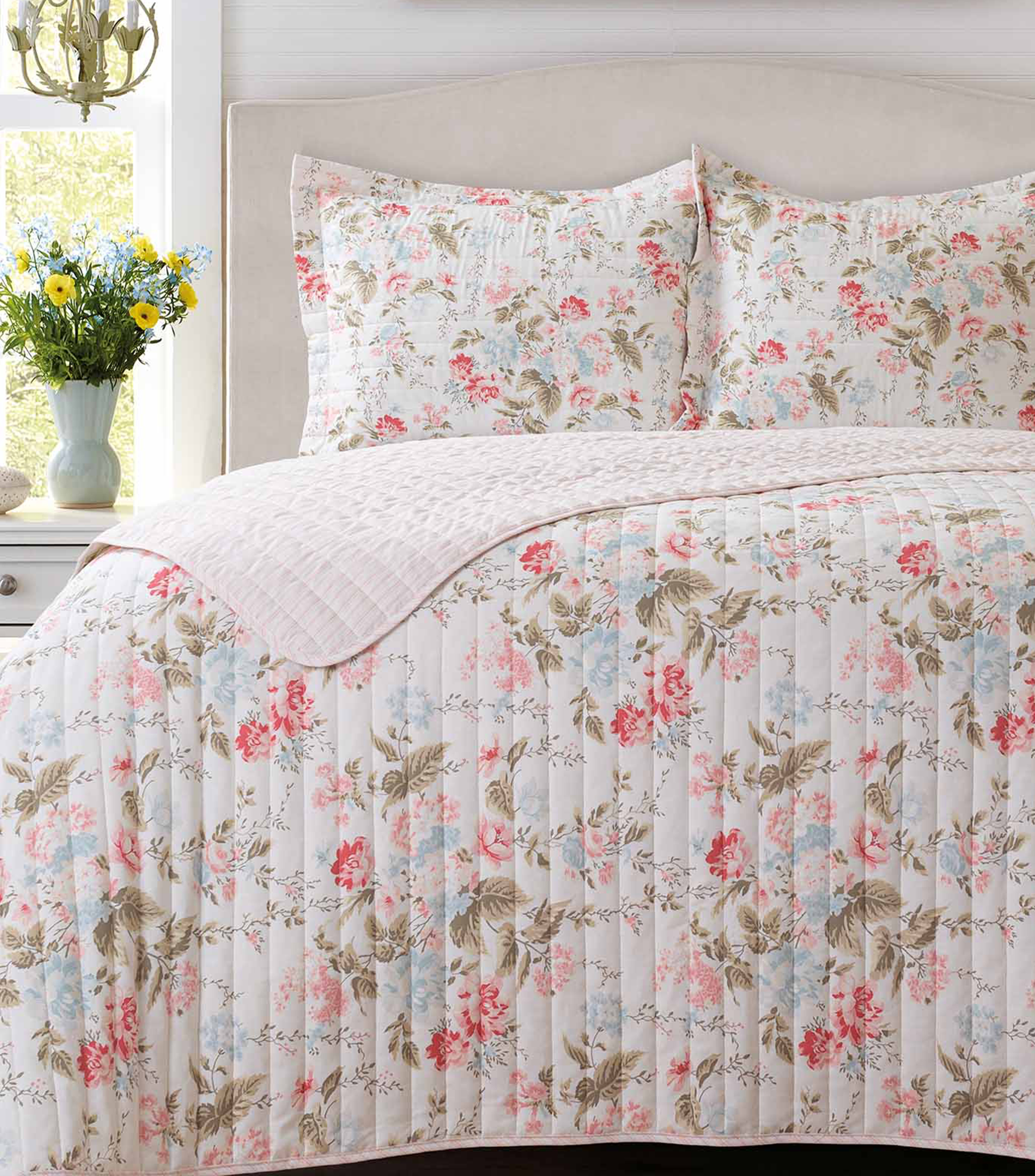 Set de Colcha Full Queen Olivia Petal Blanco