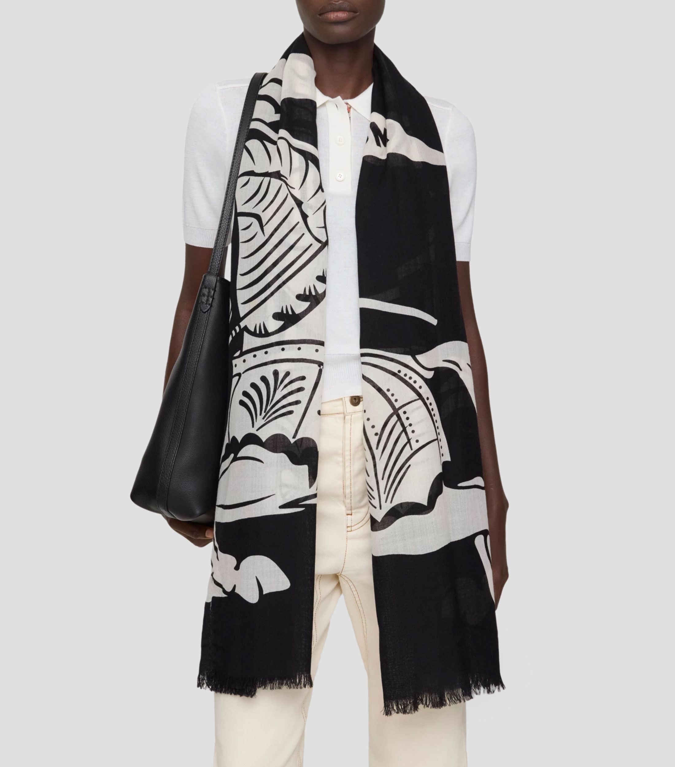 Panuelo ancho en lana con Equestrian Knight Design Mujer