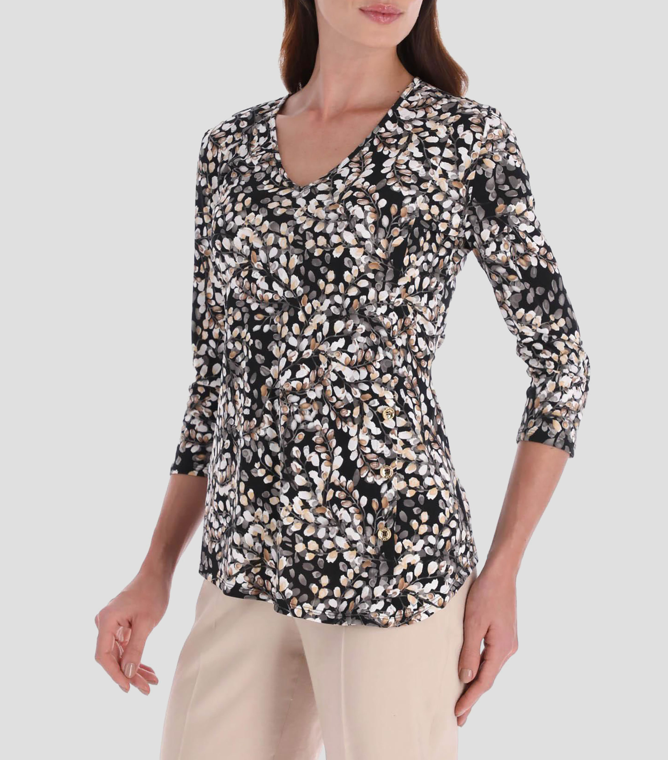 Blusa estampada manga 3/4 Mujer