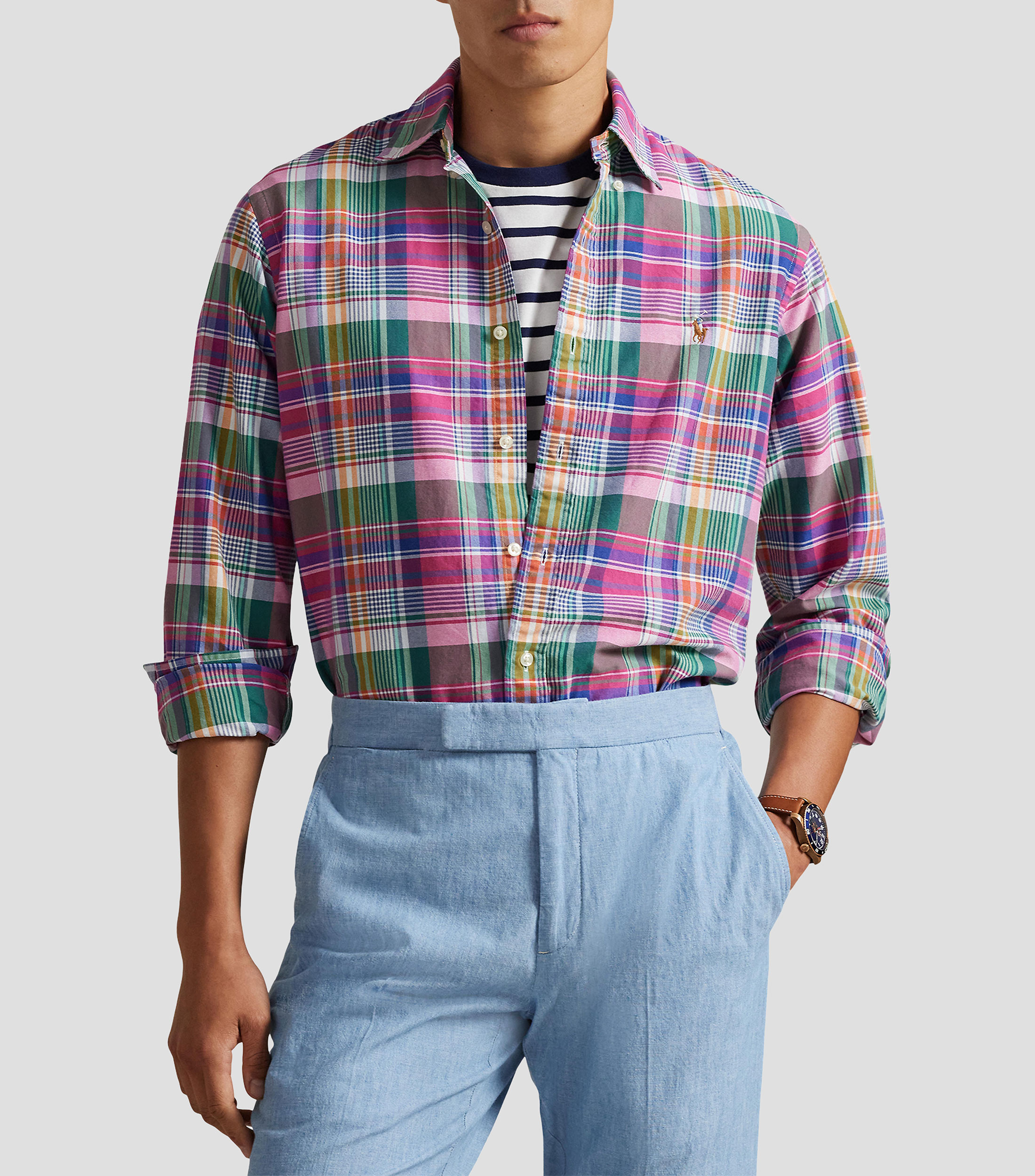Camisa cuadros manga larga Hombre