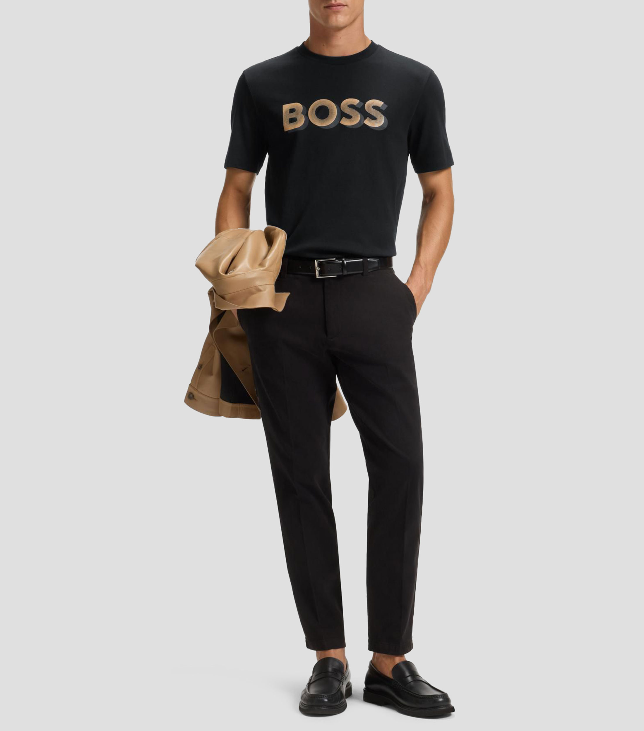 Playera de algodón mercerizado con logo de diseño Hombre