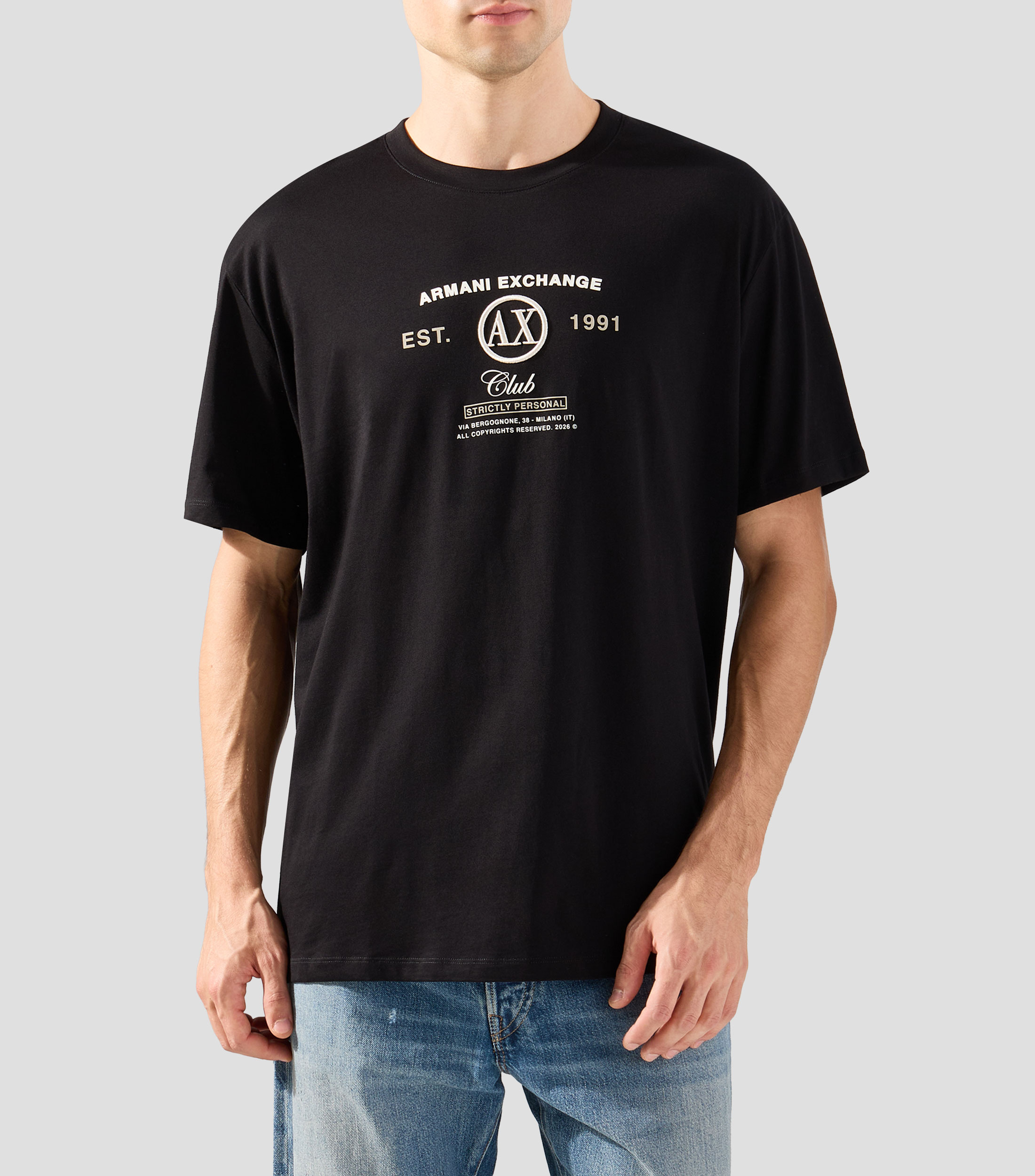 Playera cuello redondo manga corta estampada Hombre