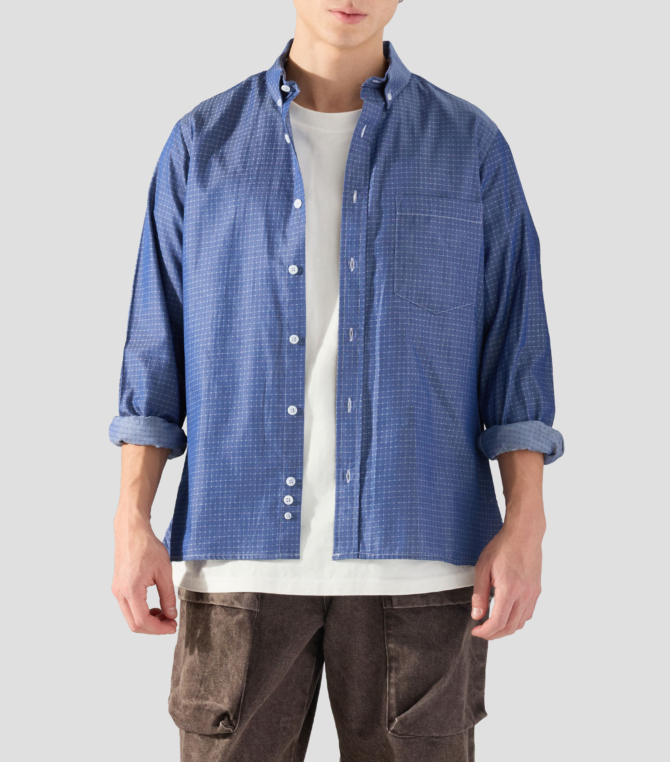 Camisa estampada con manga larga Hombre