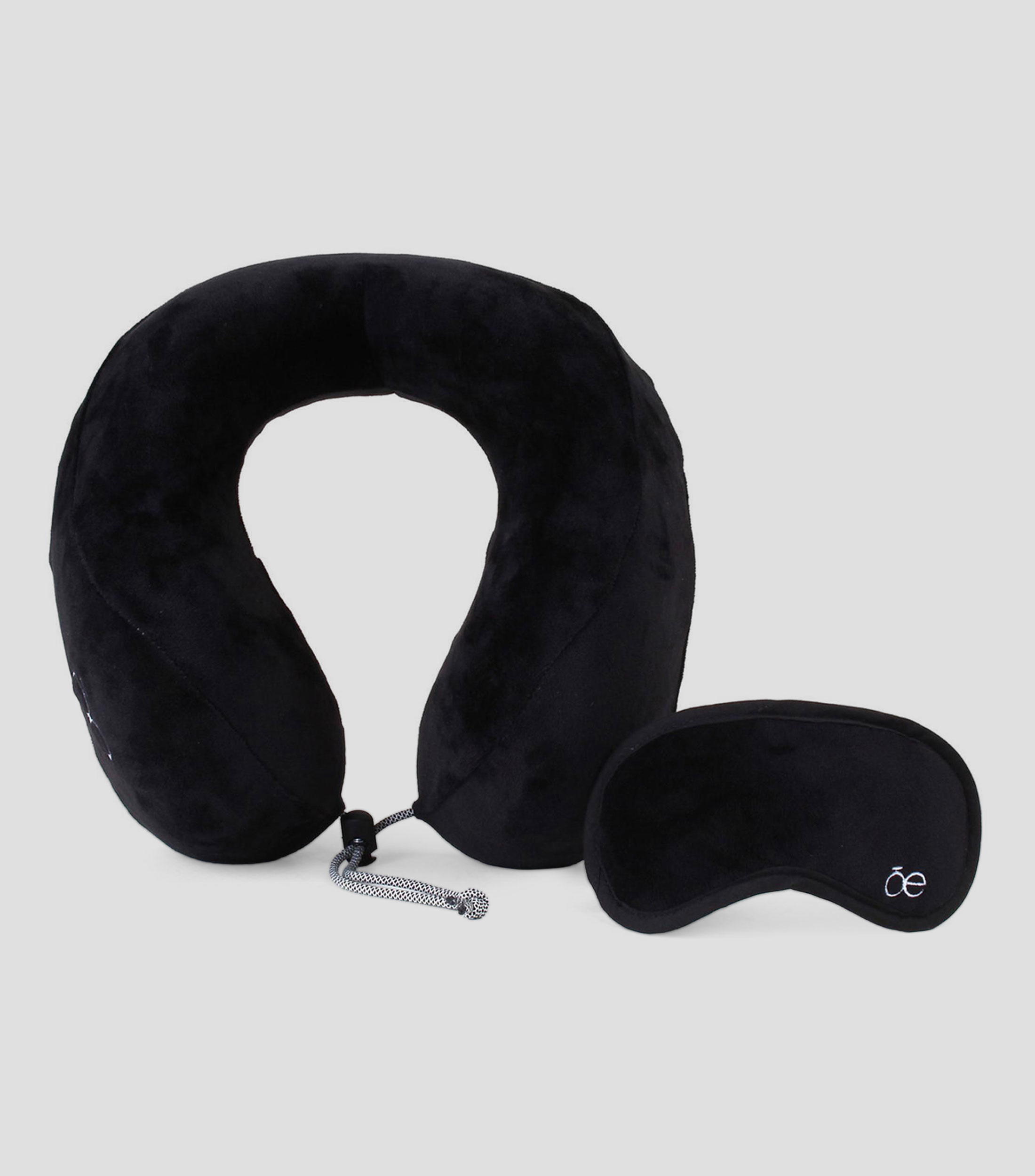 Almohada de viaje con antifaz Memory Foam Firme Ergo Negro