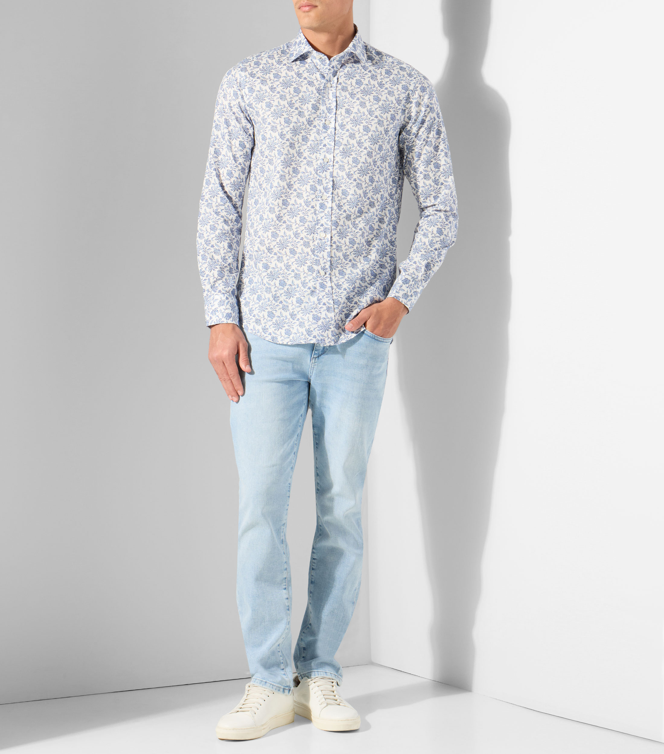Camisa estampada con manga larga Hombre