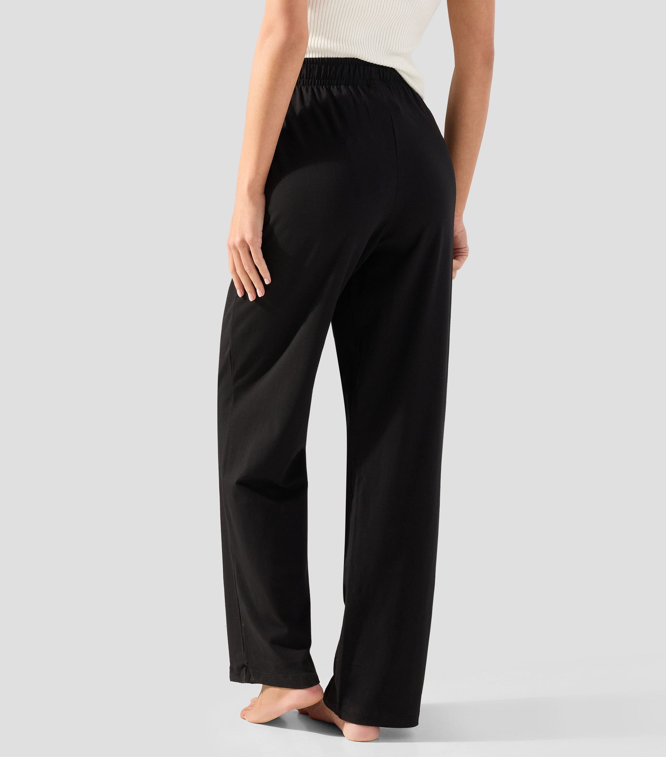 Pantalones de pijama en algodón elástico con detalles de logo Mujer