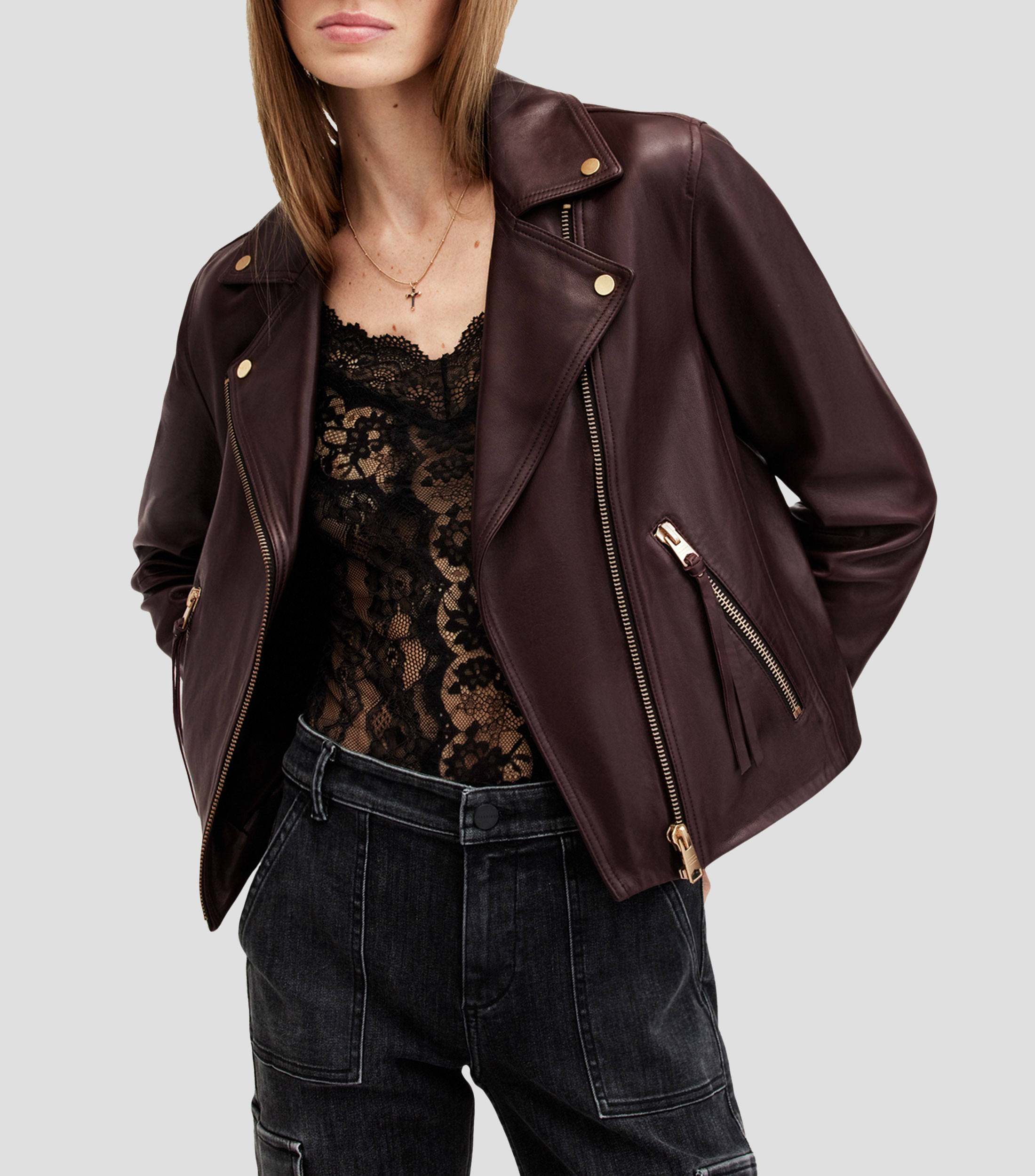 Chamarra Biker en piel Mujer